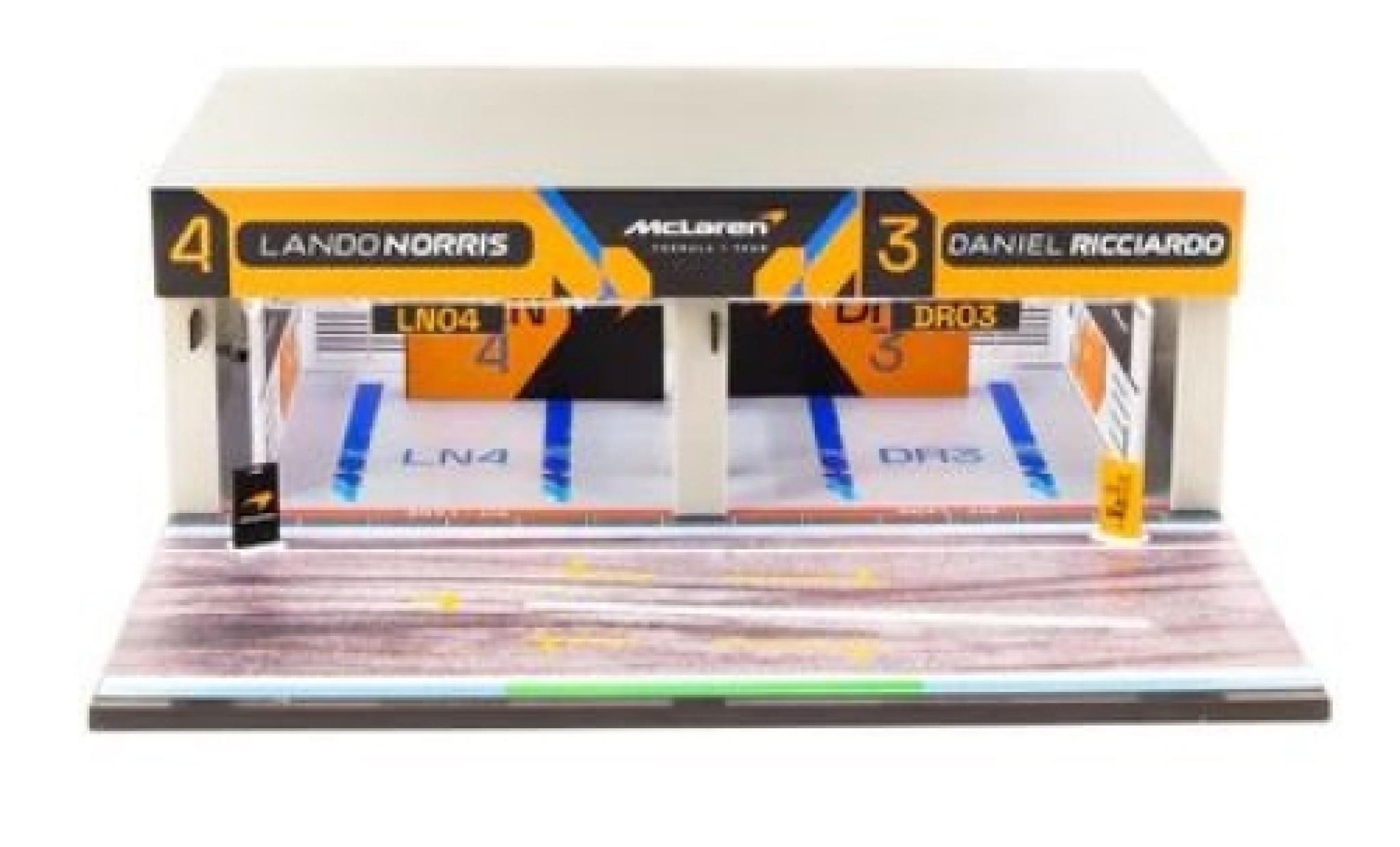 McLaren F1 1/64 Tarmac Works Diorama Pit garage Diorama Team formule 1 modellino in miniatura