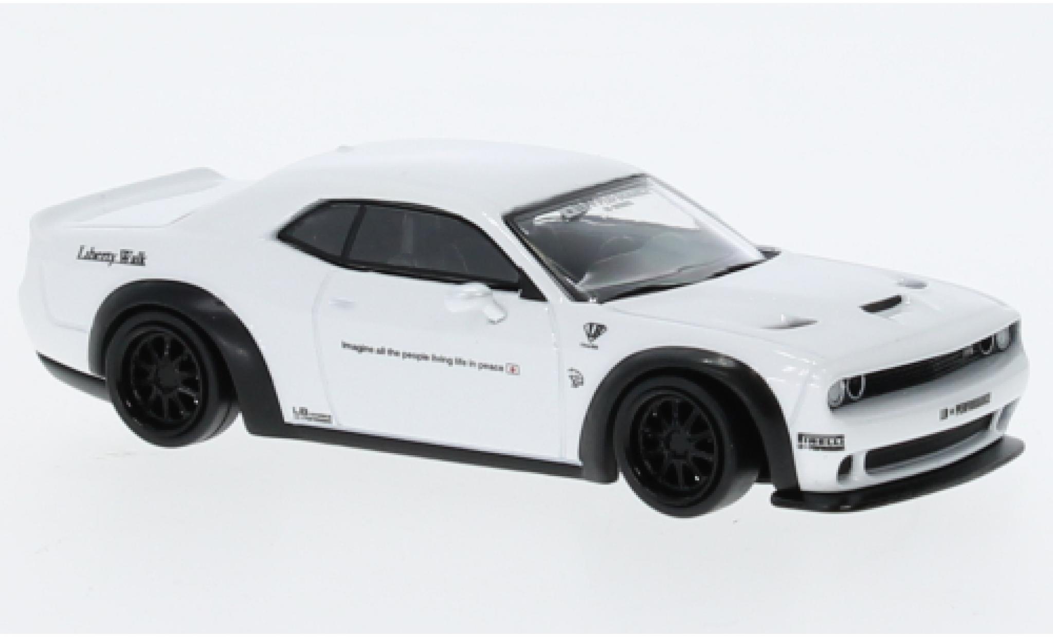 Dodge Challenger 1/64 Tarmac Works SRT Hellcat LB-Works metallise bianco modellino in miniatura