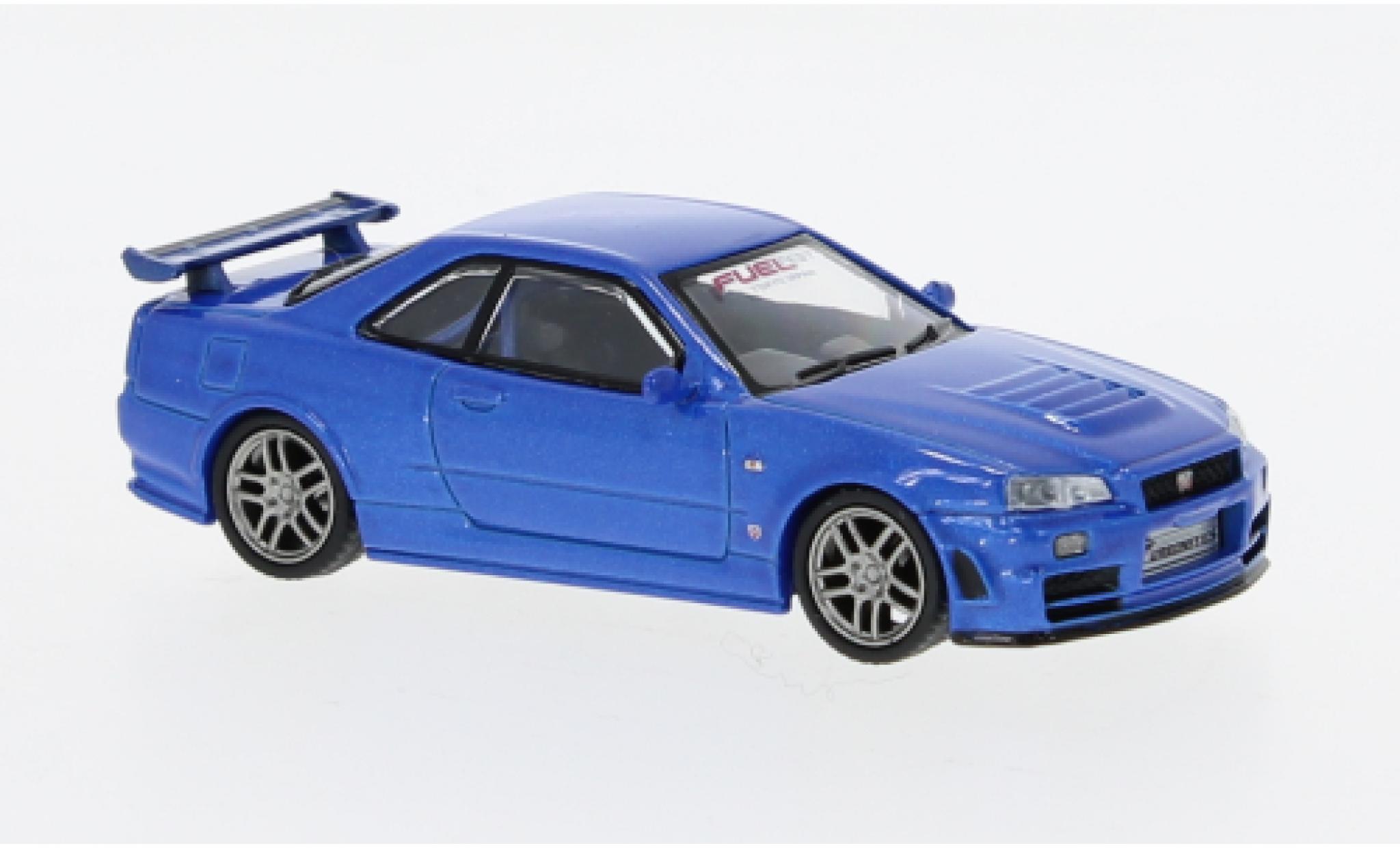 Nissan Skyline 1/64 Tarmac Works GT-R (R34) Nismo Z-Tune metallise blu modellino in miniatura