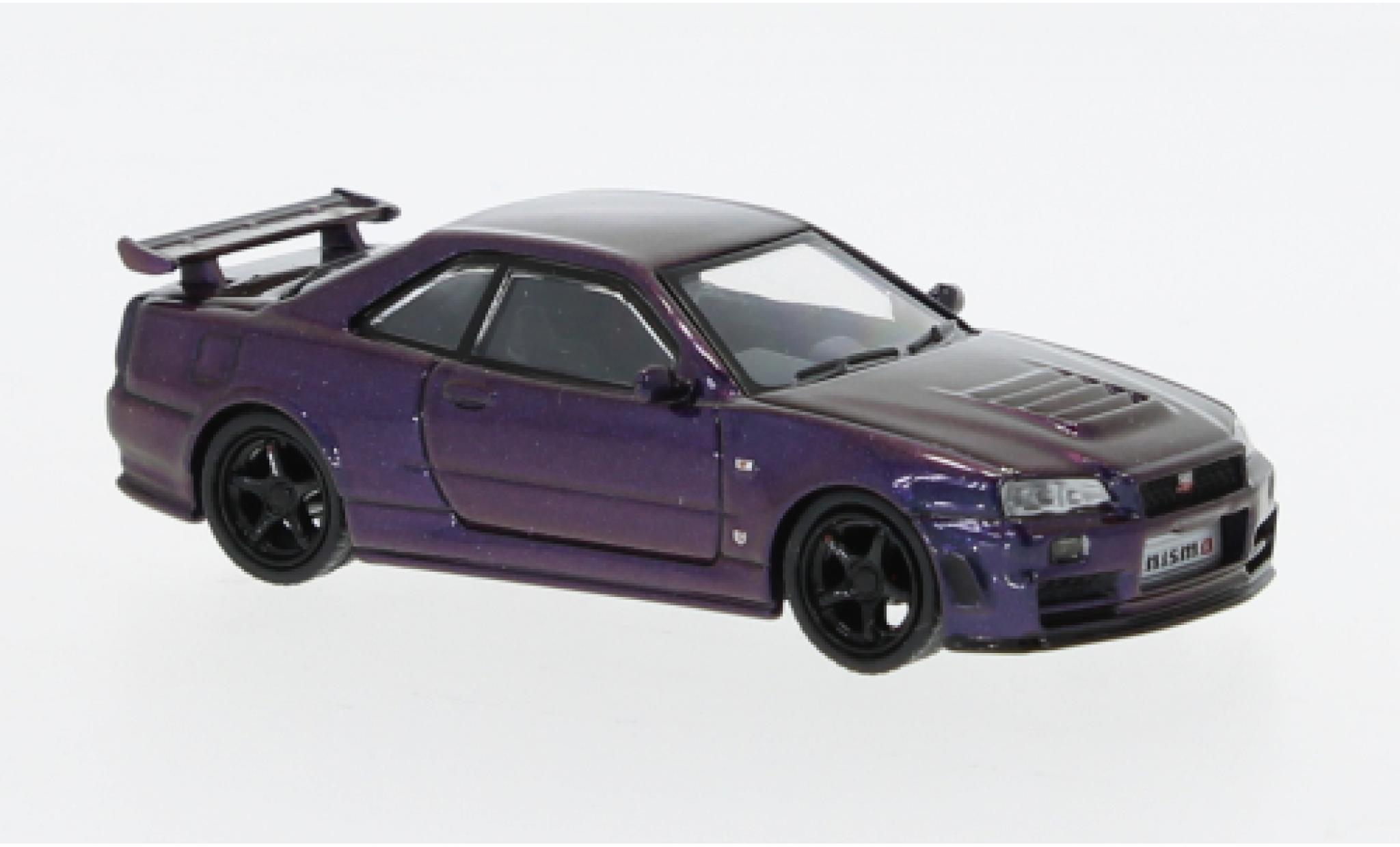 Nissan Skyline 1/64 Tarmac Works GT-R (R34) Nismo Z-Tune metallise violett modellino in miniatura