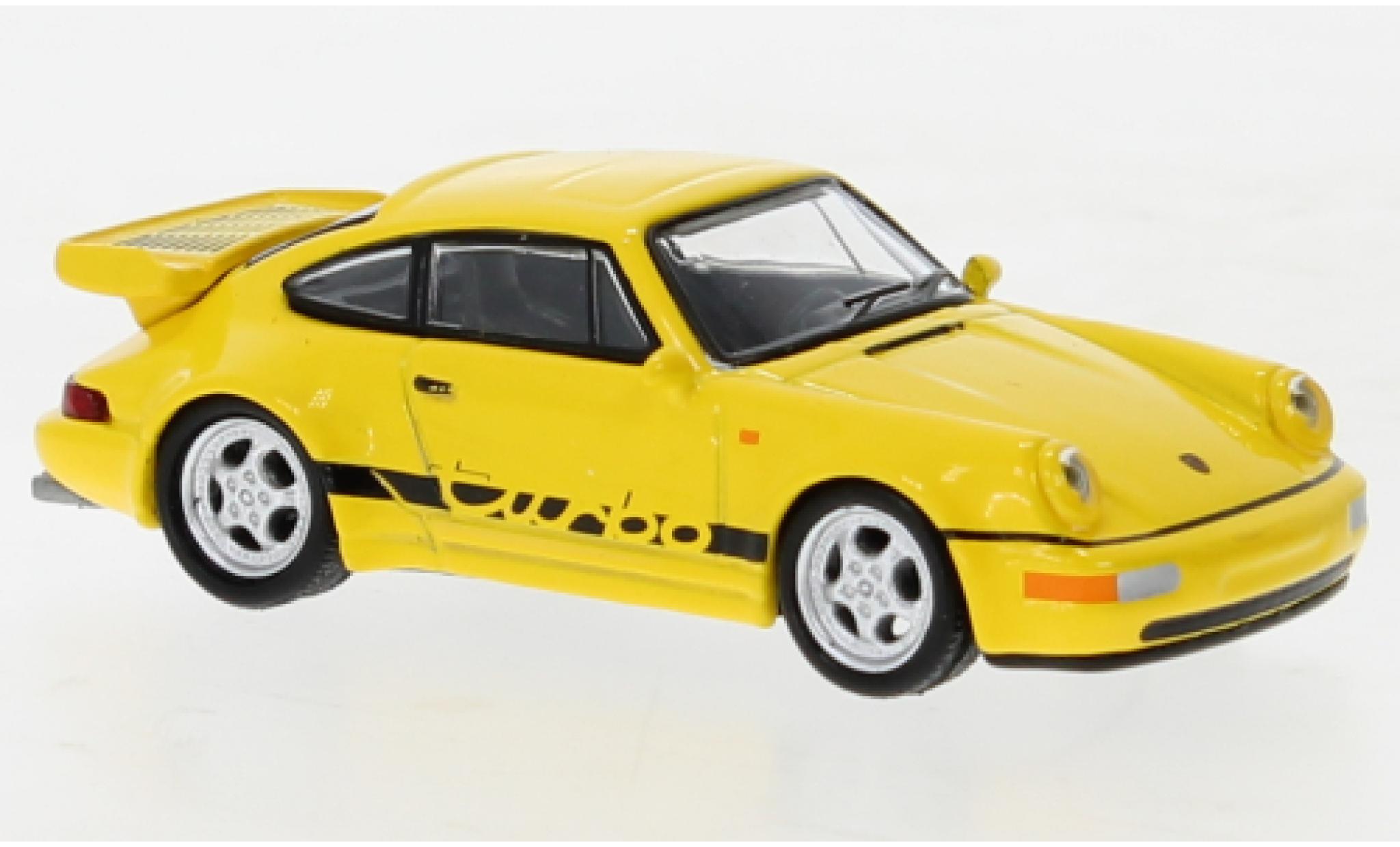 Porsche 964 Turbo 1/64 Tarmac Works 911  giallo modellino in miniatura