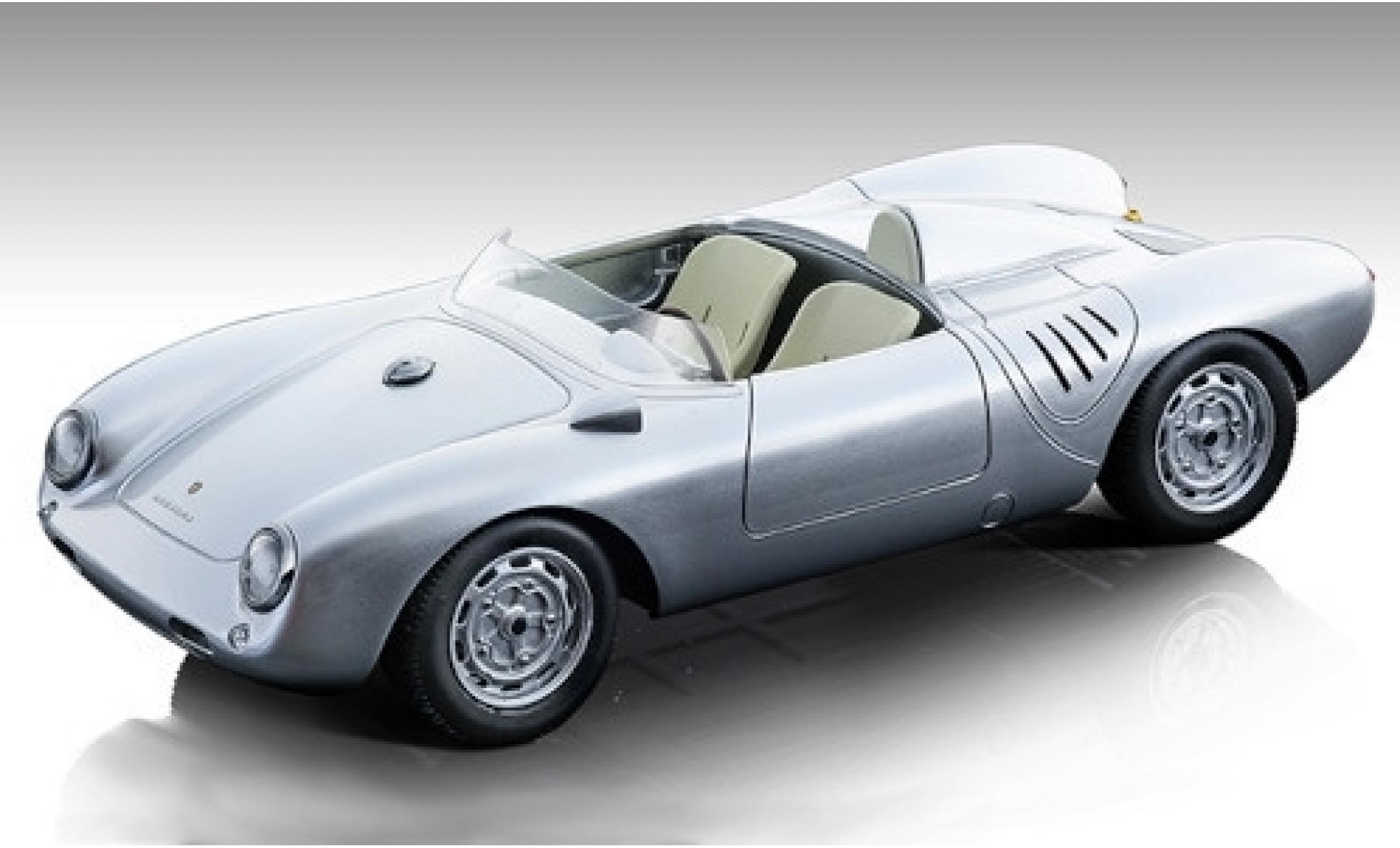 Porsche 550 1/18 Tecnomodel A RS grigio 1957 Strassenversion modellino in miniatura