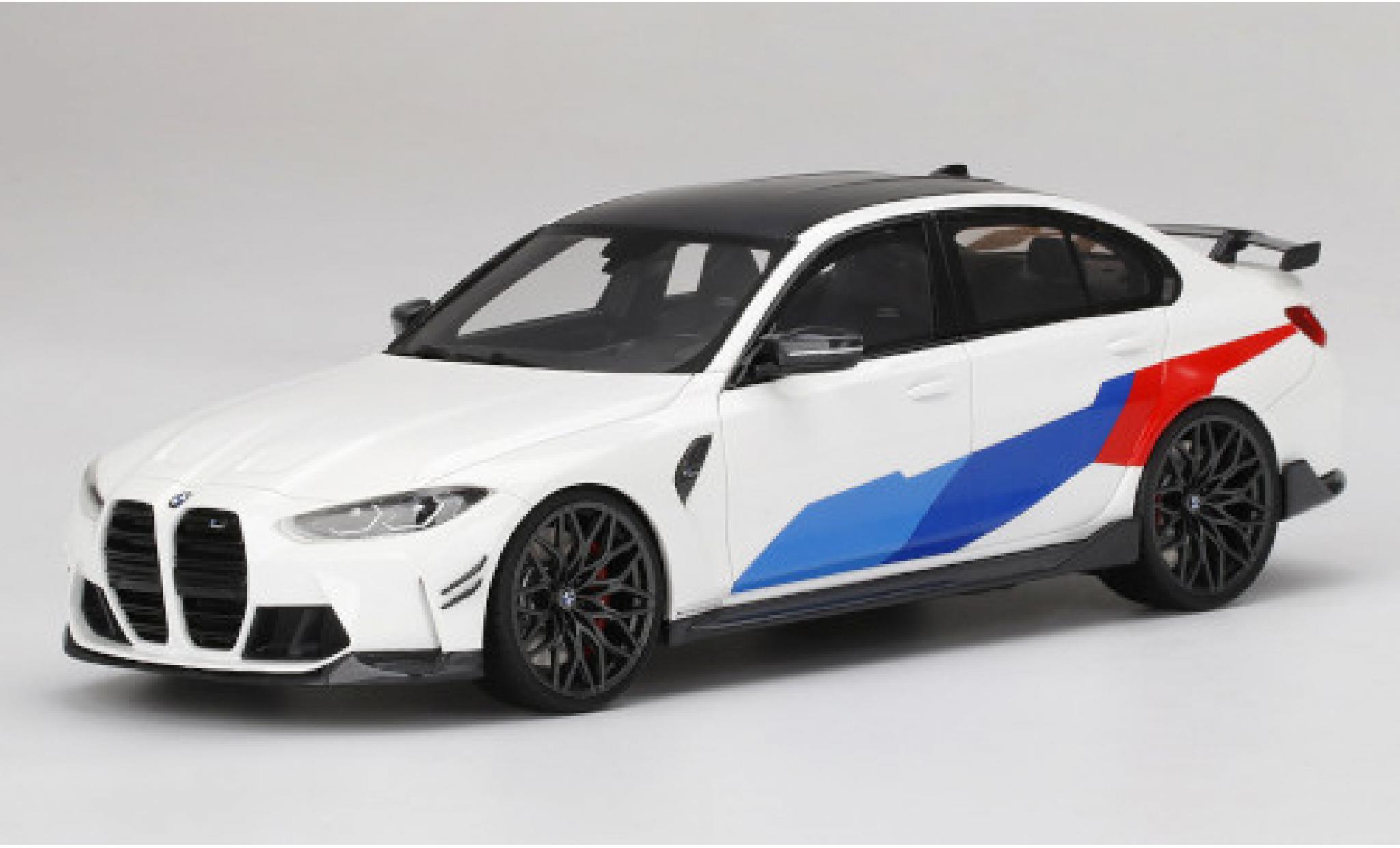 Bmw M3 1/18 Top Speed M-Performance (G80) bianco/Dekor 2021 modellino in miniatura