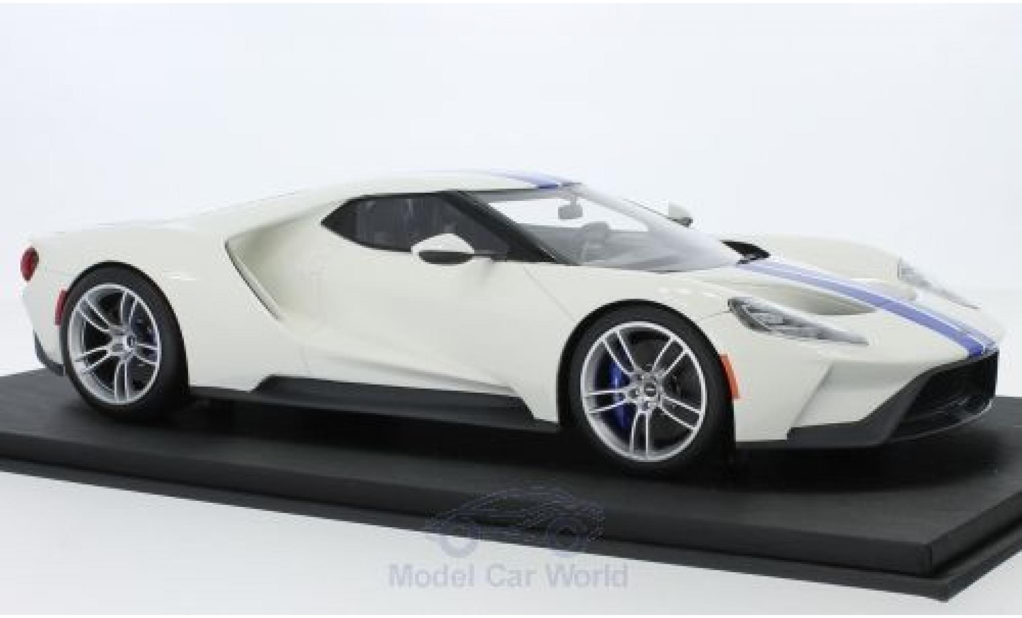 Ford GT 1/18 Top Speed bianco/blu modellino in miniatura