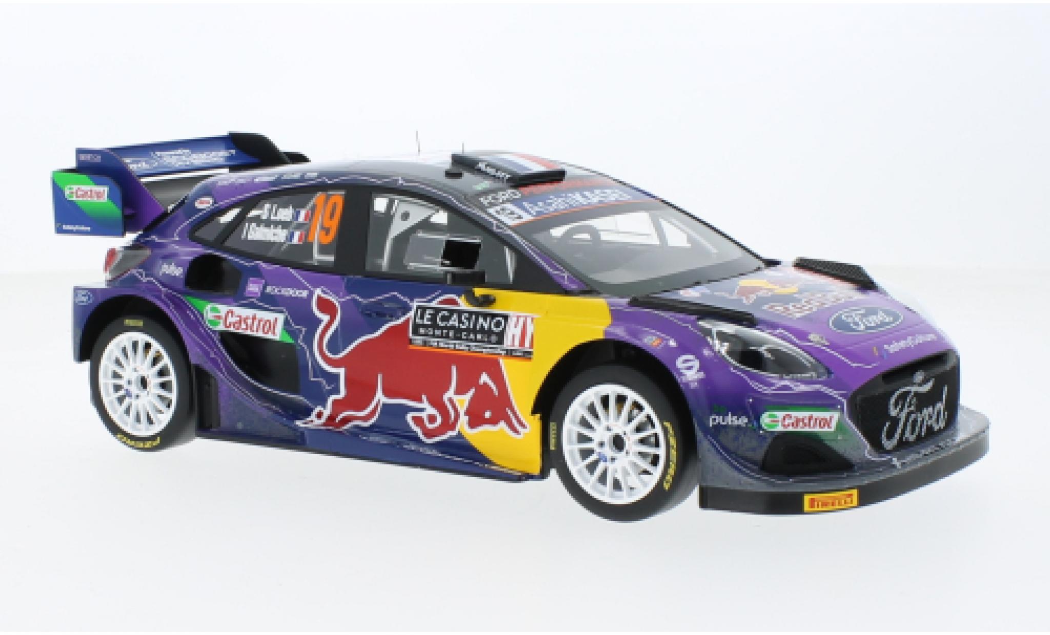 Ford Puma 1/18 Top Speed Rally1 No.19 M-Sport World Rally Team Red Bull Rallye WM Rallye Monte Carlo 2022 modellino in miniatura