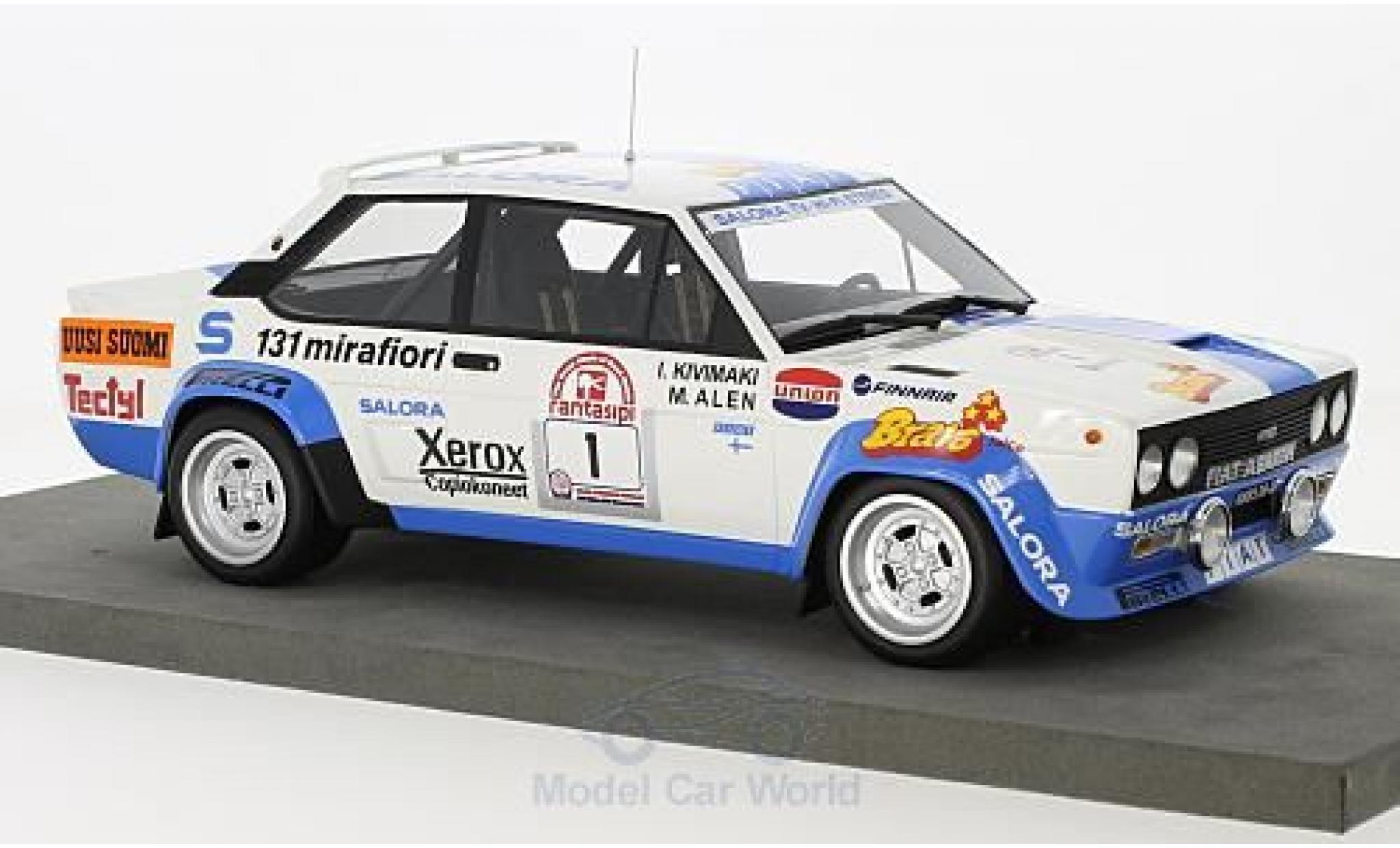 Fiat 131 Abarth 1/18 Topmarques Collectibles Abarth No.1 Rallye WM 1000 Lakes Rallye 1980 M.Alen/I.Kivimaki modellino in miniatura