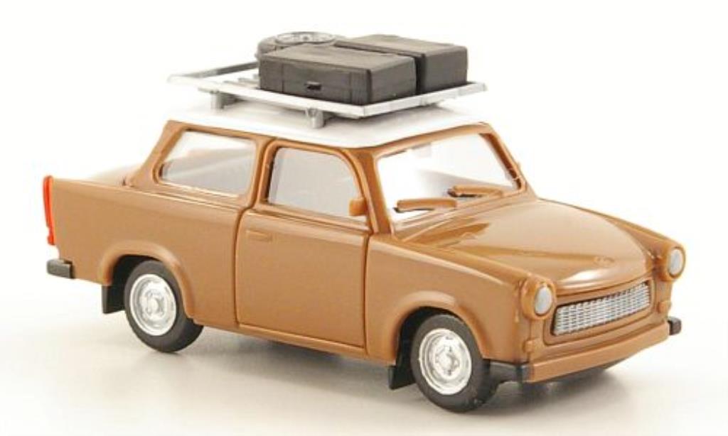 Trabant 601 1/87 Herpa marroneee/bianco mit Dachgepacktrager + Ladegut modellino in miniatura
