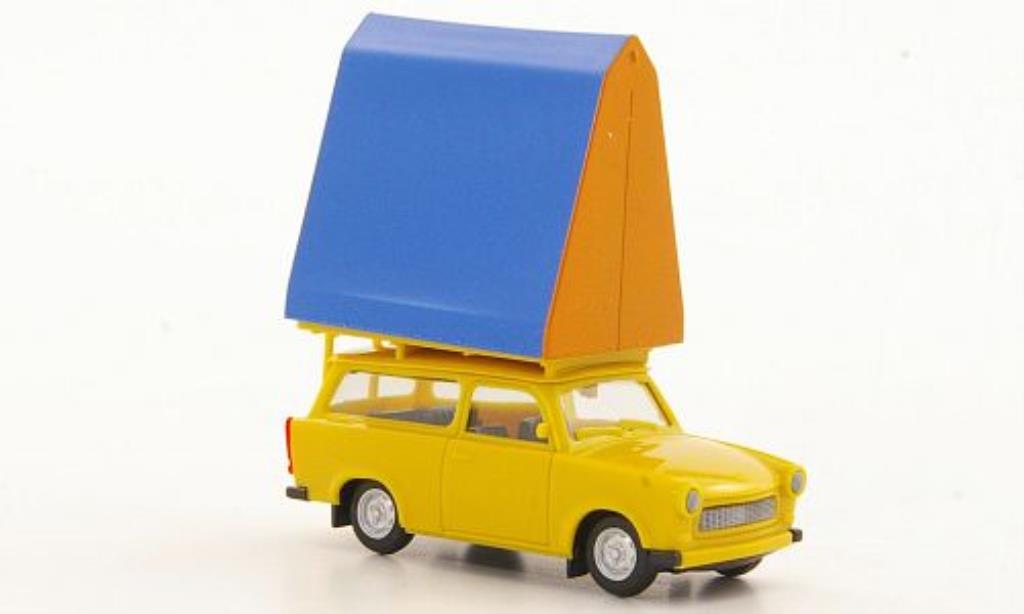 Trabant 601 1/87 Herpa Universal giallo mit Dachzelt modellino in miniatura