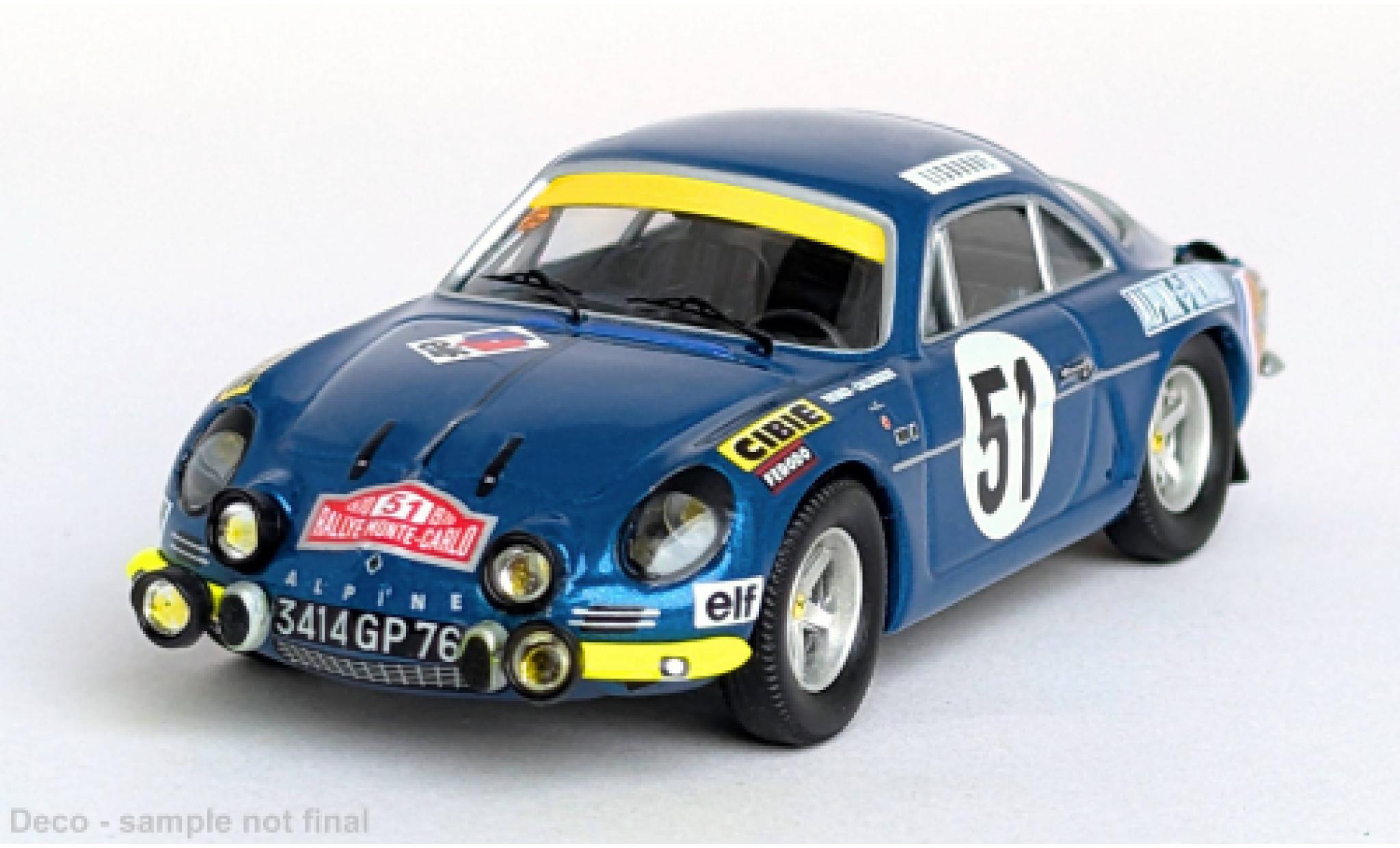 Alpine A110 1/43 Trofeu Rally Monte Carlo 1970 #51 1:43 modellino in miniatura