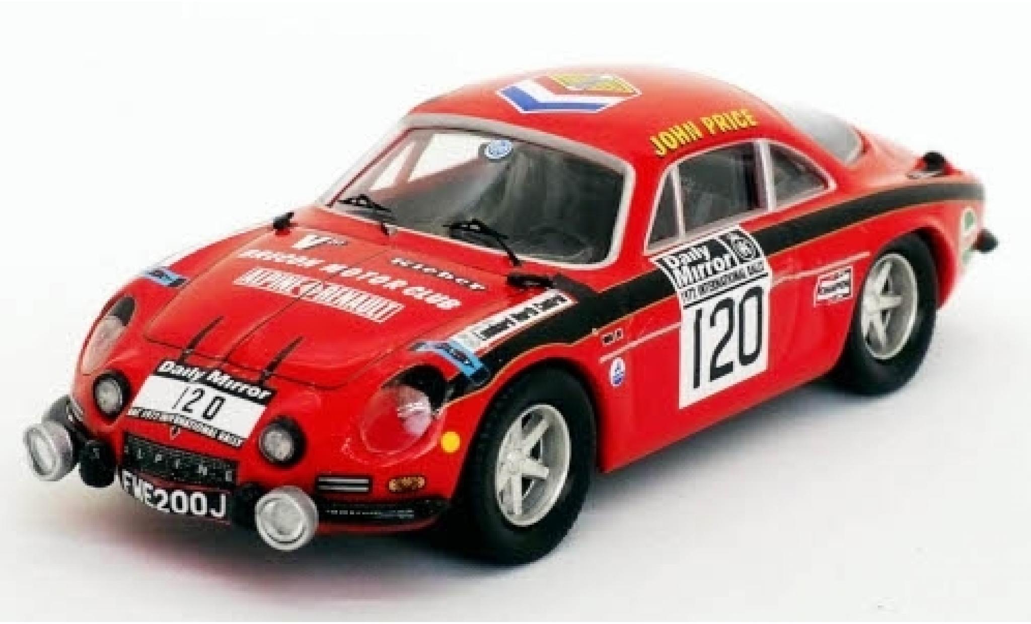 Alpine A110 1/43 Trofeu Renault No.120 Rallye WM RAC Rally 1972 J.Price/M.Turner modellino in miniatura