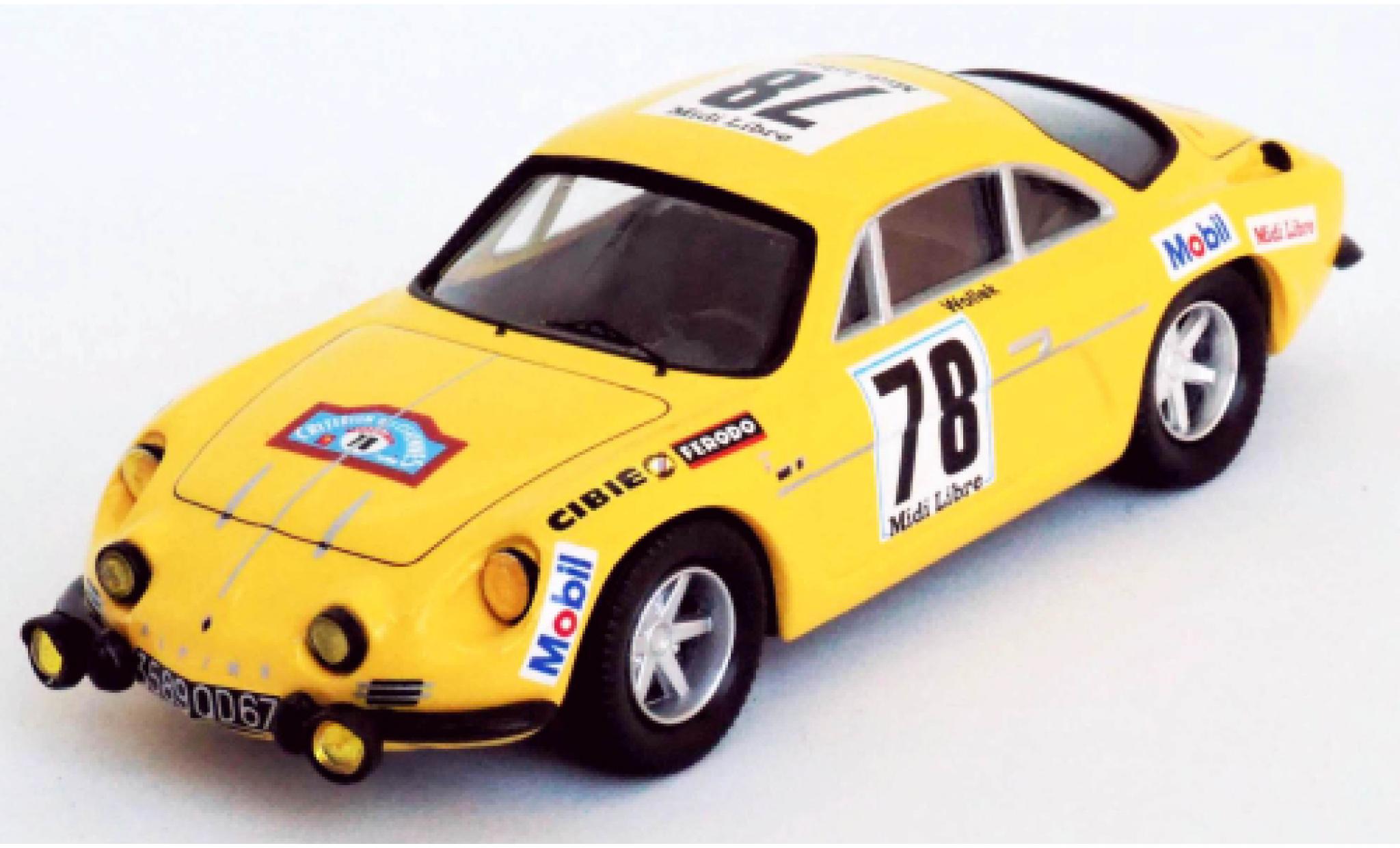 Alpine A110 1/43 Trofeu Renault No.78 Midi Libre Criterium des Cevennes 1969 B.Wollek/M.Grandrive modellino in miniatura