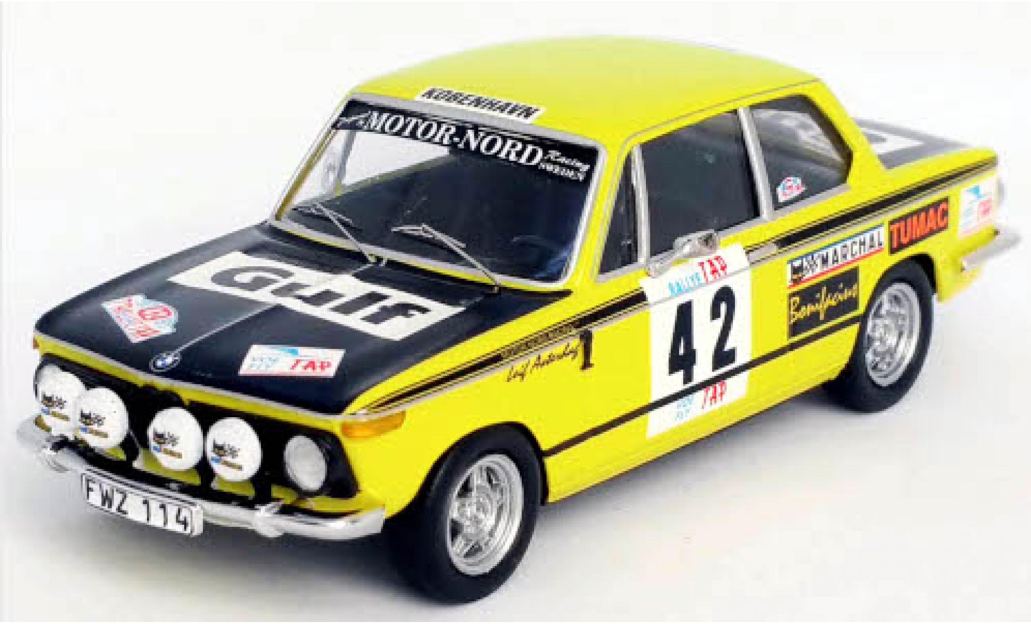 Bmw 2002 1/43 Trofeu No.42 Motor-Nord Racing Gulf Rallye WM Rally Portugal 1973 L.Asterhag/A.Gullberg modellino in miniatura