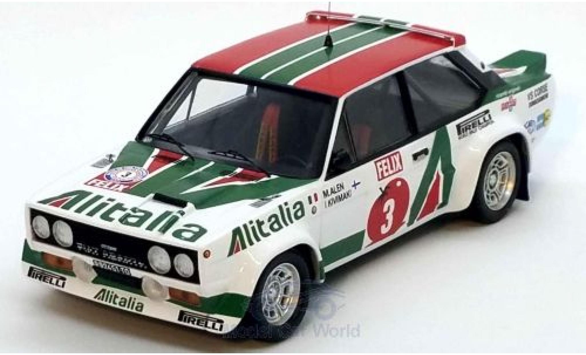 Fiat 131 1/43 Trofeu Abarth No.3 Alitalia Rallye WM 1000 Lakes Rallye 1978 M.Alen/I.Kivimäki modellino in miniatura