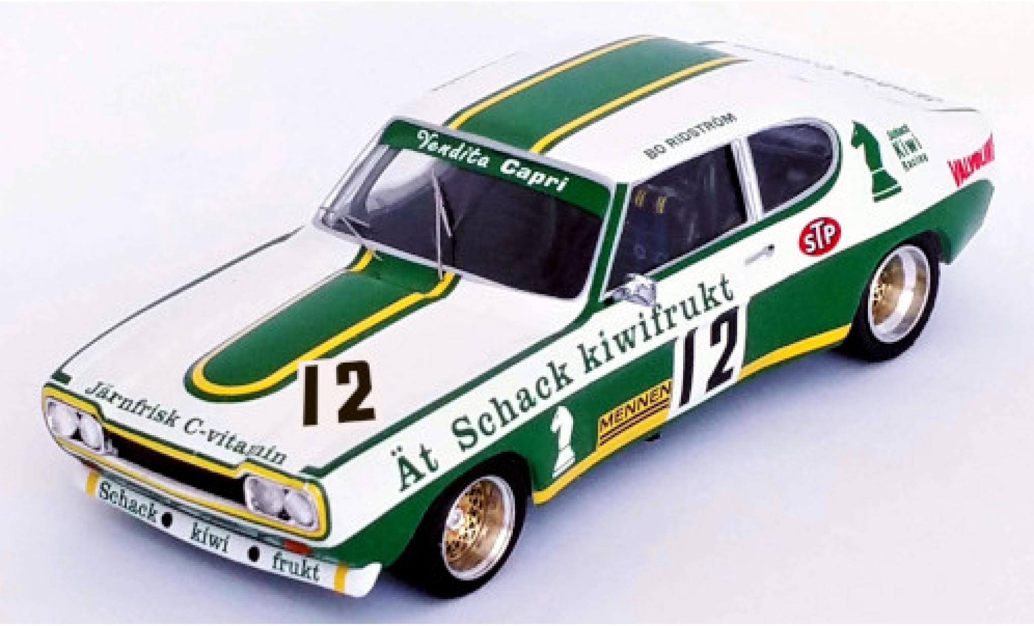 Ford Capri 1/43 Trofeu MKI RS 2600 No.12 Schack Kiwi Racing Swidish Gold Cup Kinnekulle Ring 1973 B.Ridström modellino in miniatura