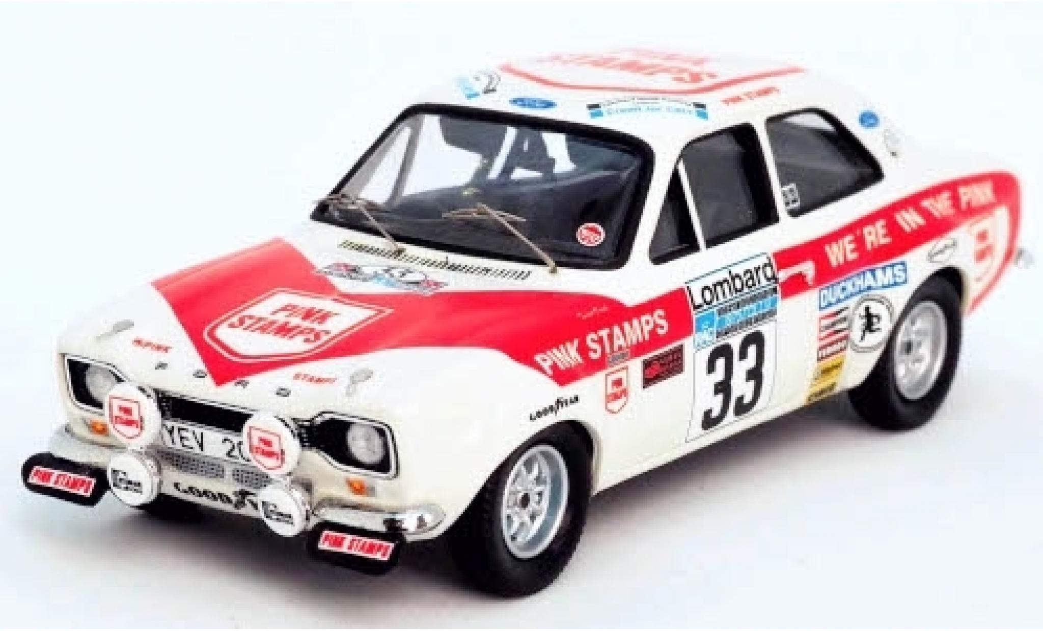 Ford Escort 1/43 Trofeu MkI RHD No.33 Pink Stamps Rally WM RAC Rally 1975 N.Rockey/D.Tucker modellino in miniatura