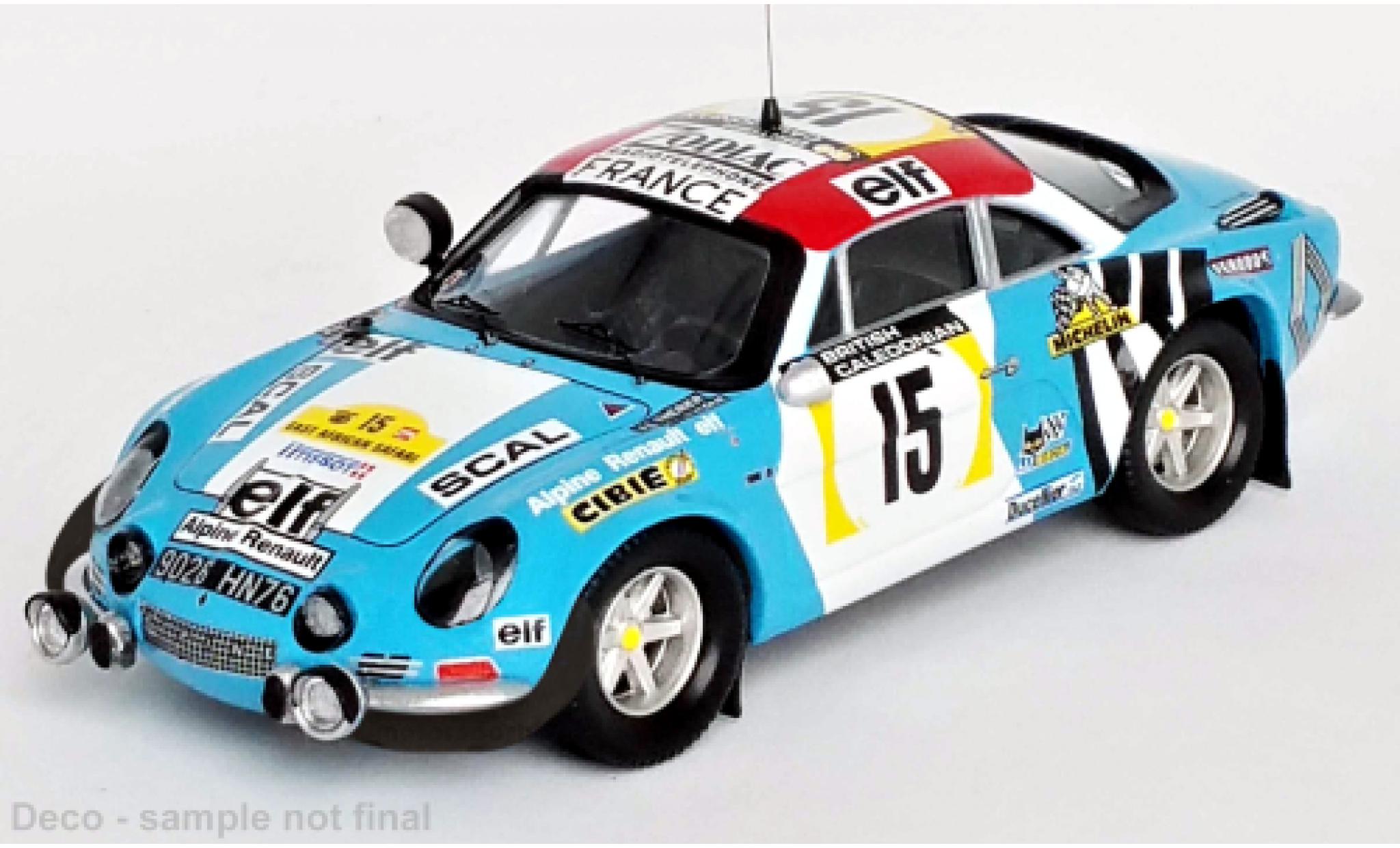 Alpine A110 1/43 Trofeu Renault No.15 Rallye WM Safari Rallye 1974 modellino in miniatura