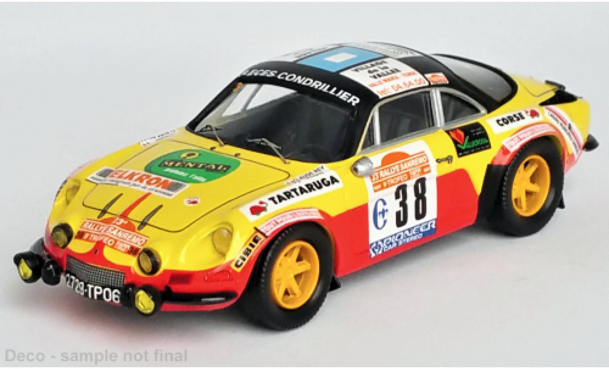 Alpine A110 1/43 Trofeu Renault No.38 Rallye WM Rallye San Remo 1981 modellino in miniatura