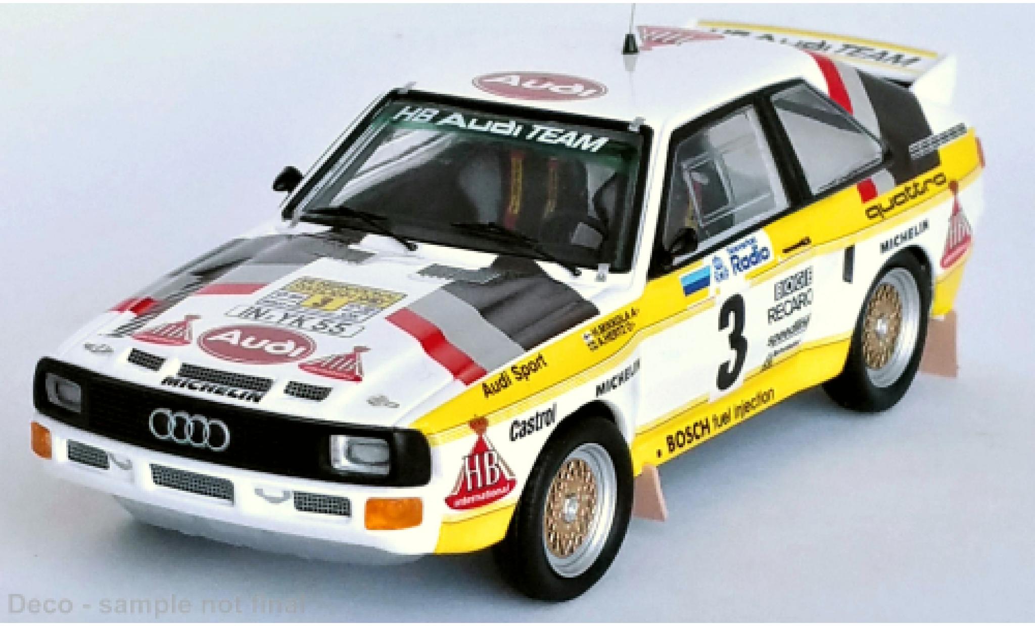 Audi Sport Quattro 1/43 Trofeu Sport quattro No.3 HB Rallye WM Rallye Schweden 1985 modellino in miniatura
