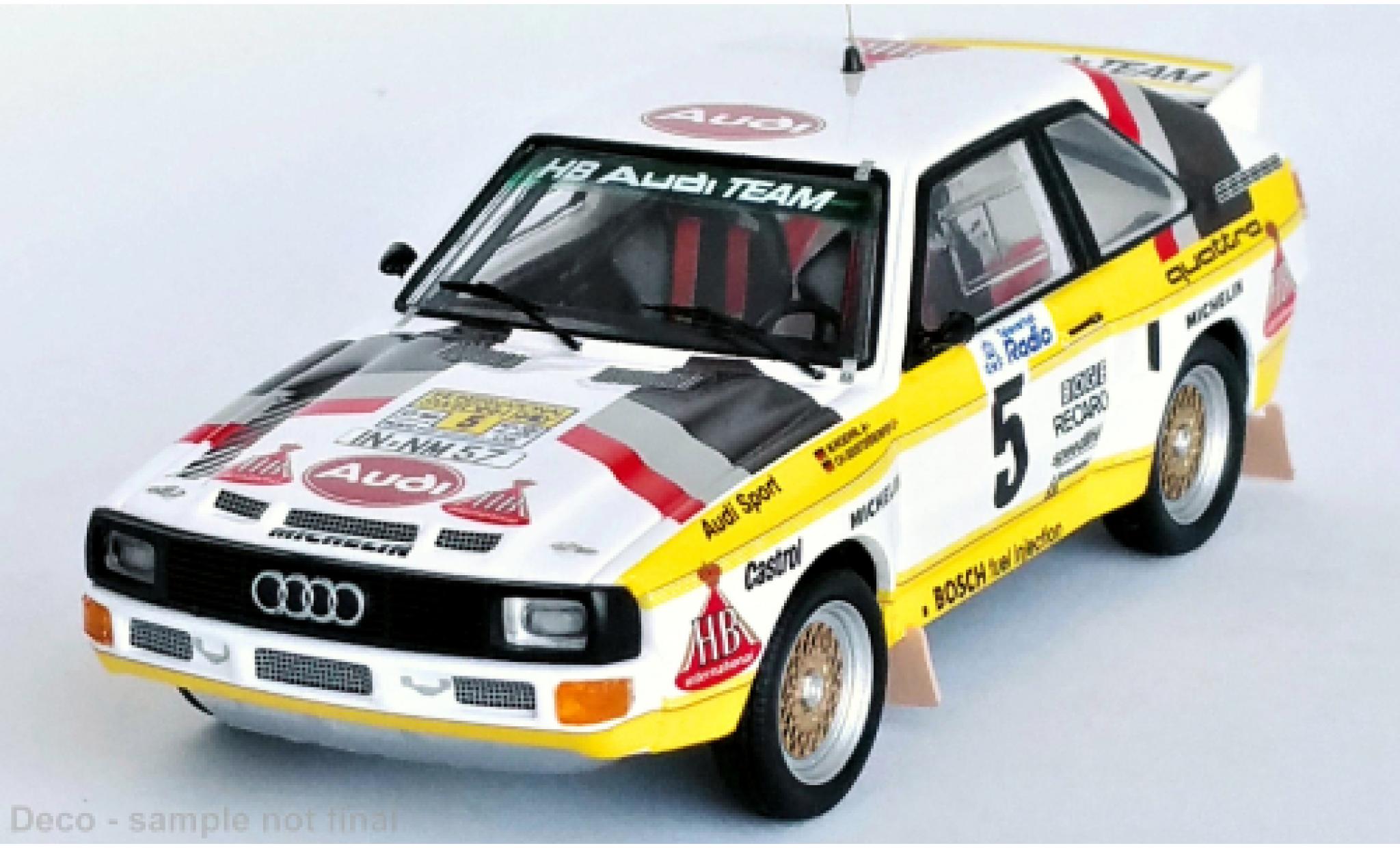 Audi Sport Quattro 1/43 Trofeu Sport quattro No.5 HB Rallye WM Rallye Schweden 1985 modellino in miniatura