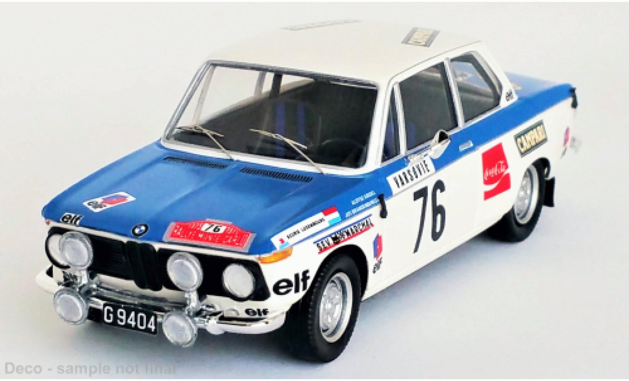 Bmw 2002 1/43 Trofeu Ti No.76 Rallye WM Rallye Monte Carlo 1973 modellino in miniatura
