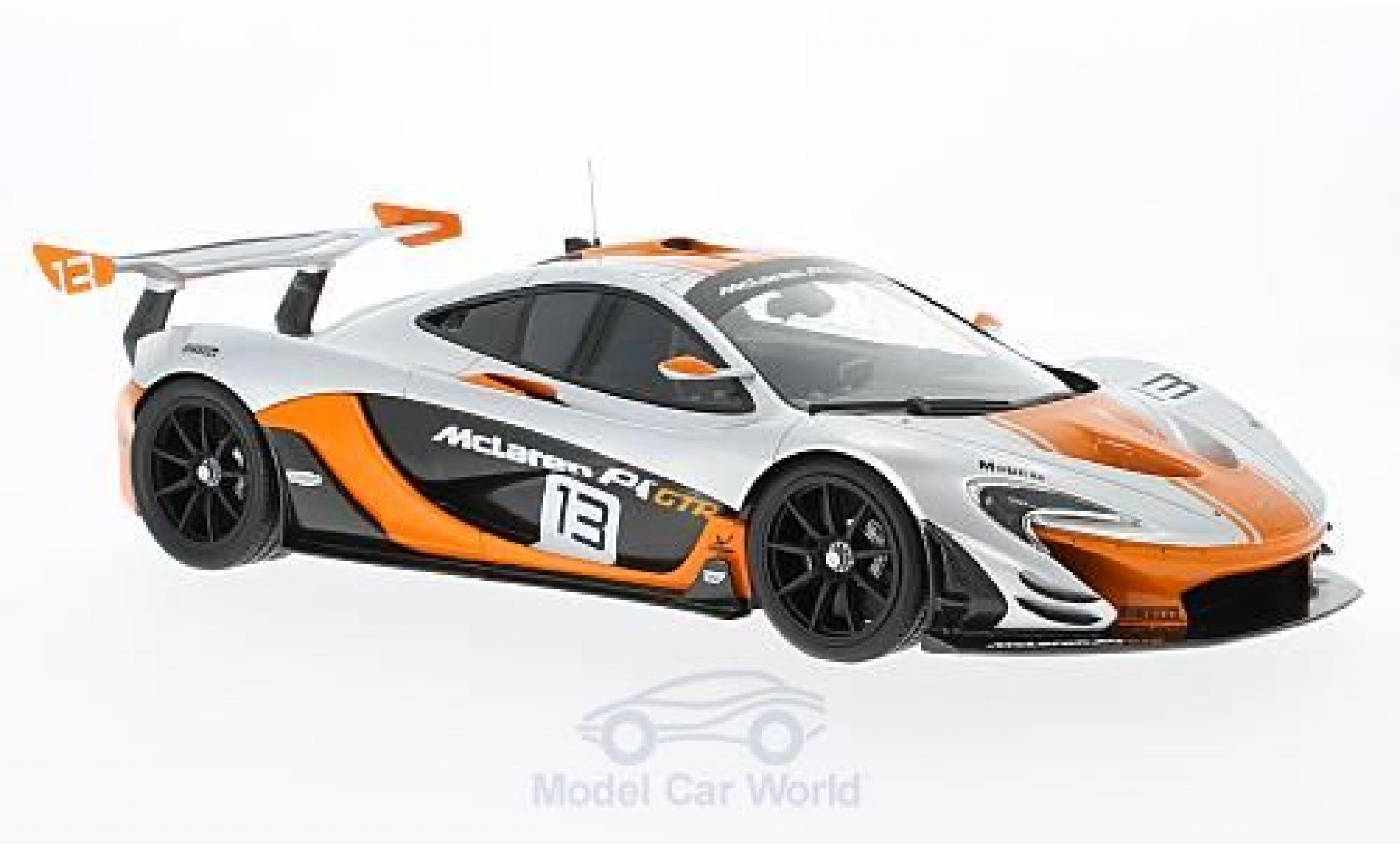 McLaren P1 1/18 TrueScale Miniatures -GTR grigio/orange No.13 2015 modellino in miniatura