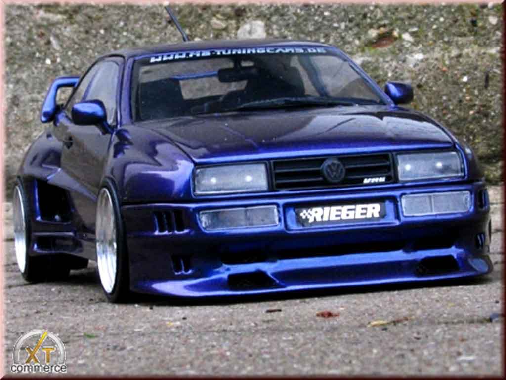 Volkswagen Corrado VR6 1/18 Revell VR6 kit carrosserie rieger blu jantes bords larges tuning modellino in miniatura