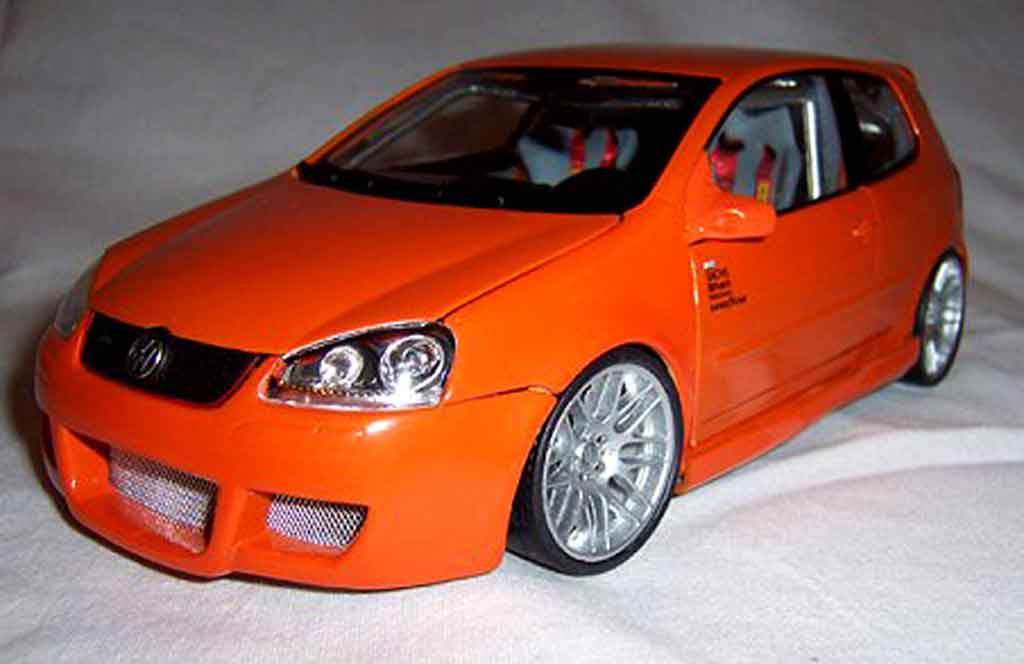Volkswagen Golf V GTI 1/18 Norev V GTI orange jantes bbs 19 pouces tuning modellino in miniatura