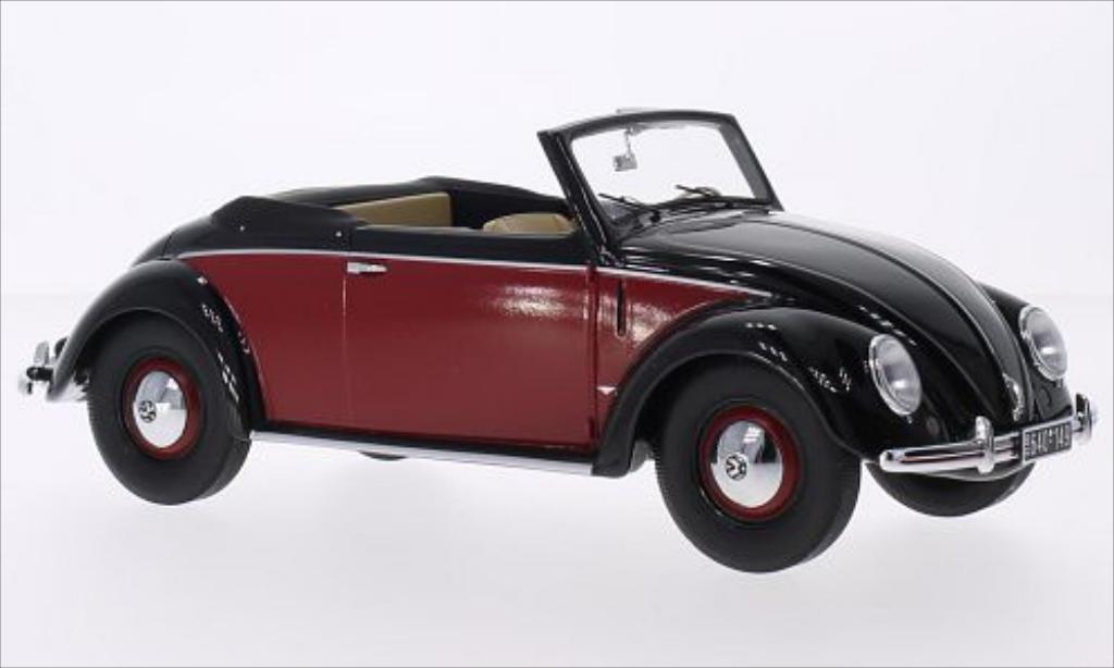 Volkswagen Kafer 1/18 Minichamps 1200 Cabrio Hebmuller nero/rosso 1949 modellino in miniatura
