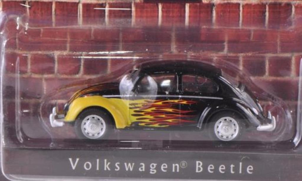 Volkswagen Kafer 1/64 Greenlight nero mit Flammendekor modellino in miniatura