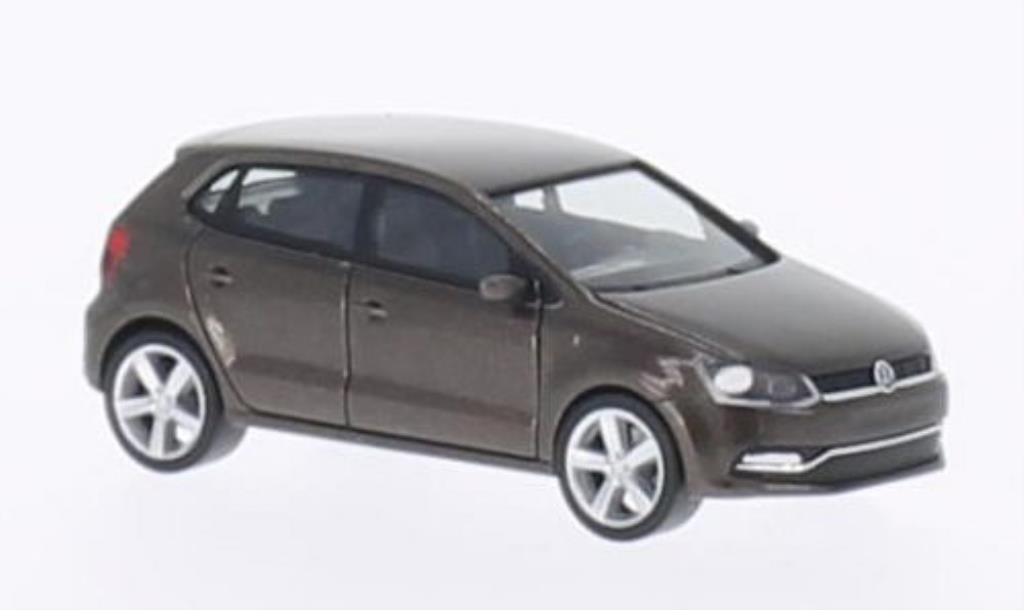 Volkswagen Polo 1/87 Herpa (6C) marroneee 5-Turer 2014 modellino in miniatura