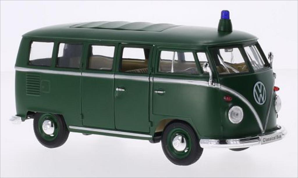 Volkswagen T1 1/24 Welly Bus matt-grun Polizei 1962 modellino in miniatura