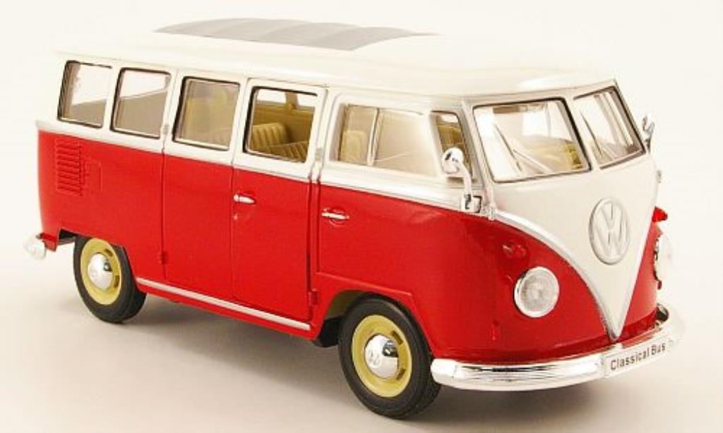 Volkswagen T1 1/24 Welly Bus rosso/bianco 1962 modellino in miniatura