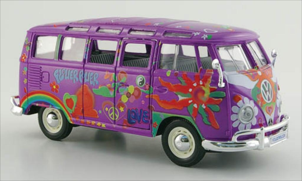 Volkswagen T1 1/25 Maisto Samba Bus Hippie lila/Dekor modellino in miniatura