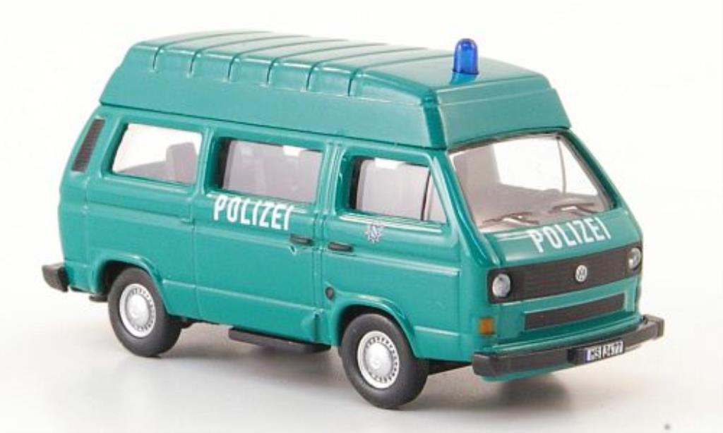 Volkswagen T3 1/87 Schuco Hochdachbus Polizei grun modellino in miniatura