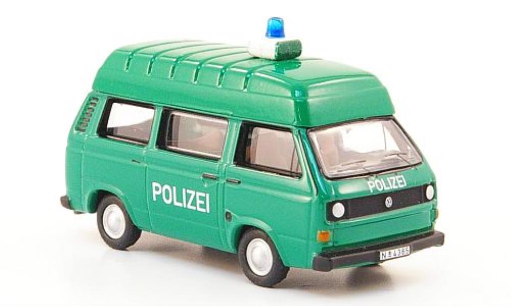Volkswagen T3 1/87 Bub Hochraumbus Polizei grun modellino in miniatura