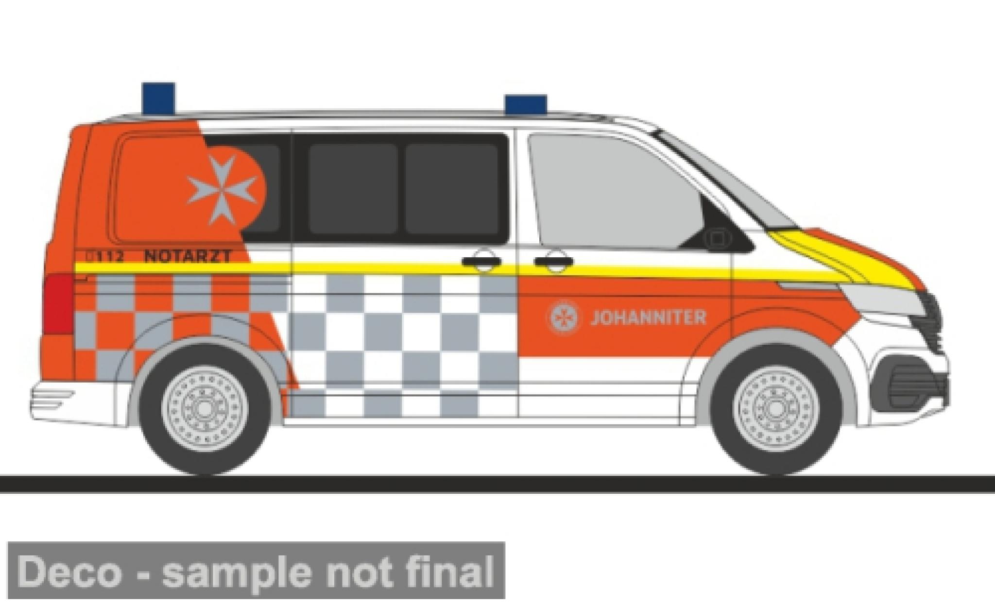 Volkswagen T6 1/87 Rietze .1 Johanniter Mannheim Notarzt 1:87 modellini auto