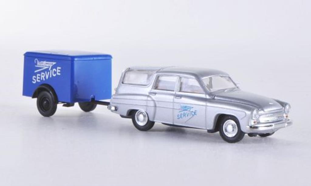 Wartburg 311 1/87 Brekina Camping mit Anhanger-Service modellino in miniatura