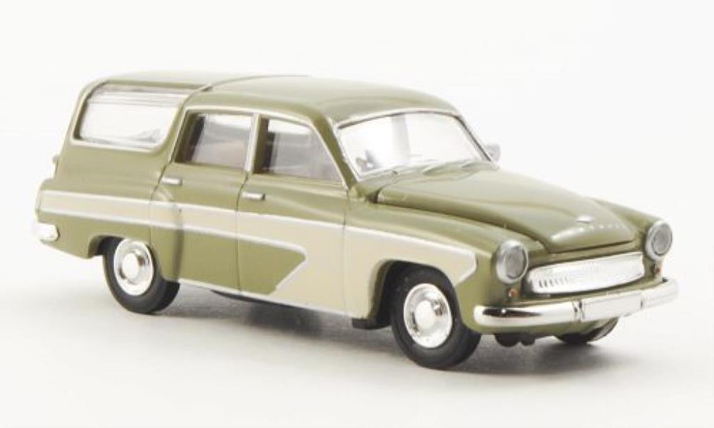 Wartburg 311 1/87 Brekina Camping Oliv/bianco modellino in miniatura