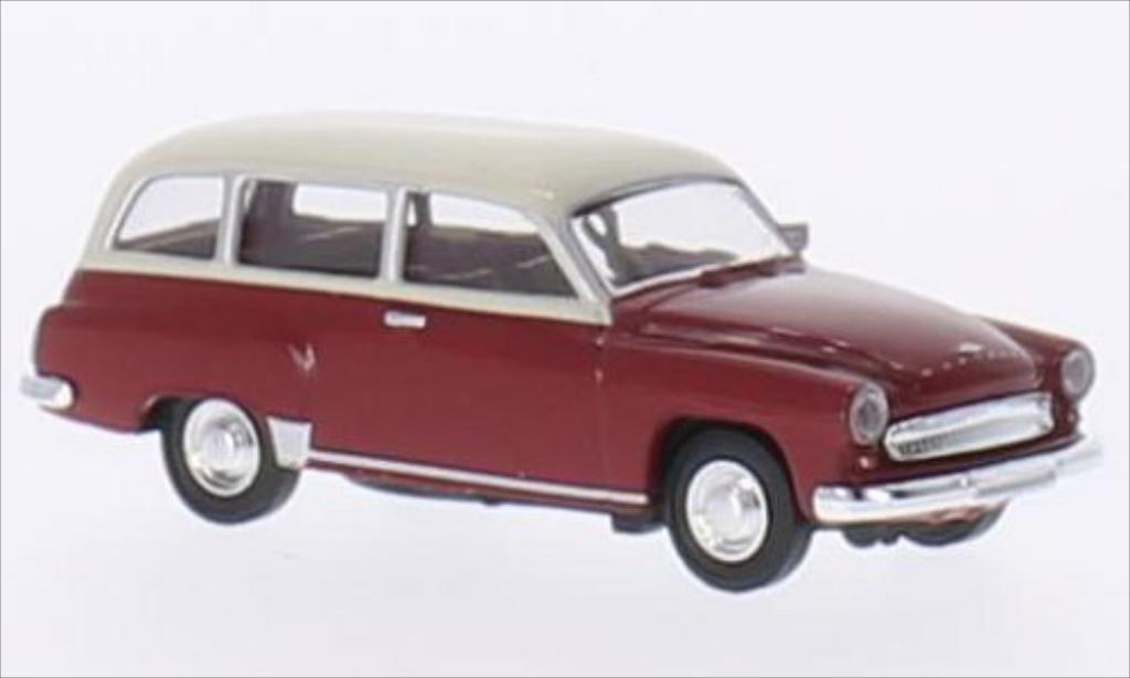 Wartburg 311 1/87 Brekina Kombi rosso/beige modellino in miniatura
