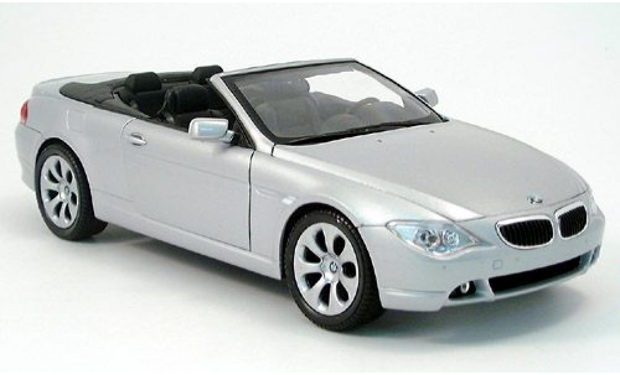 Bmw 645 1/18 Welly CI Cabriolet silber 2004 1:18 modellino in miniatura