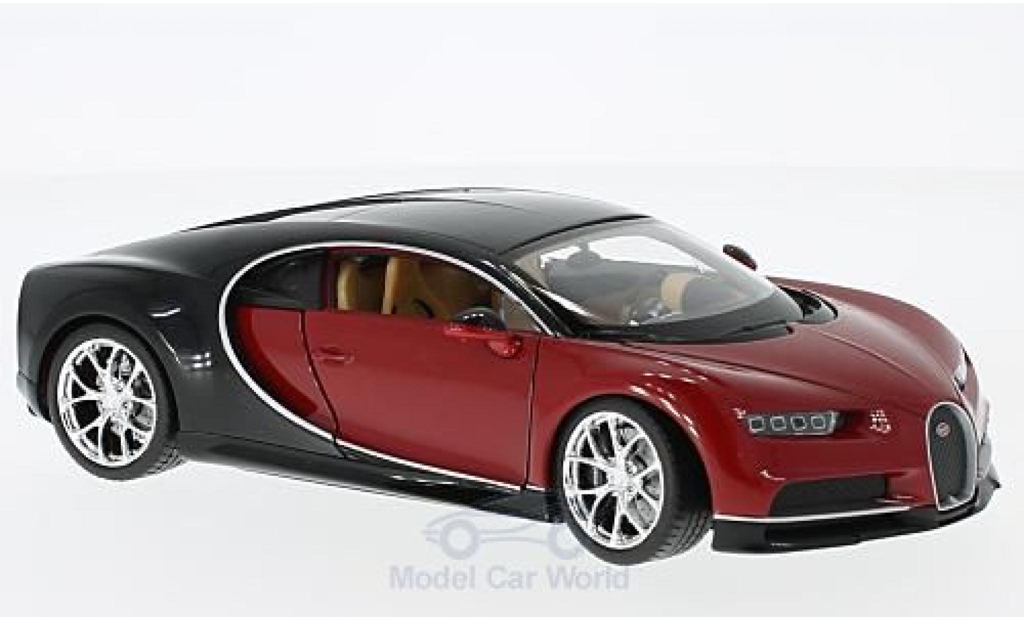 Bugatti Chiron 1/24 Welly rosso/nero 2016 modellino in miniatura