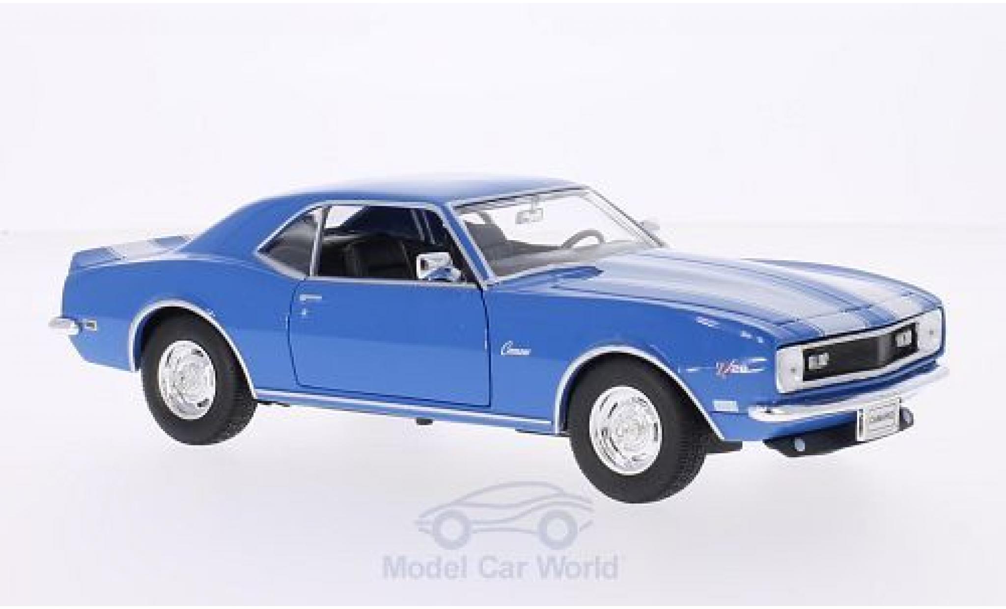 Chevrolet Camaro 1/24 Welly Z28 blu/bianco 1968 ohne Vitrine modellino in miniatura