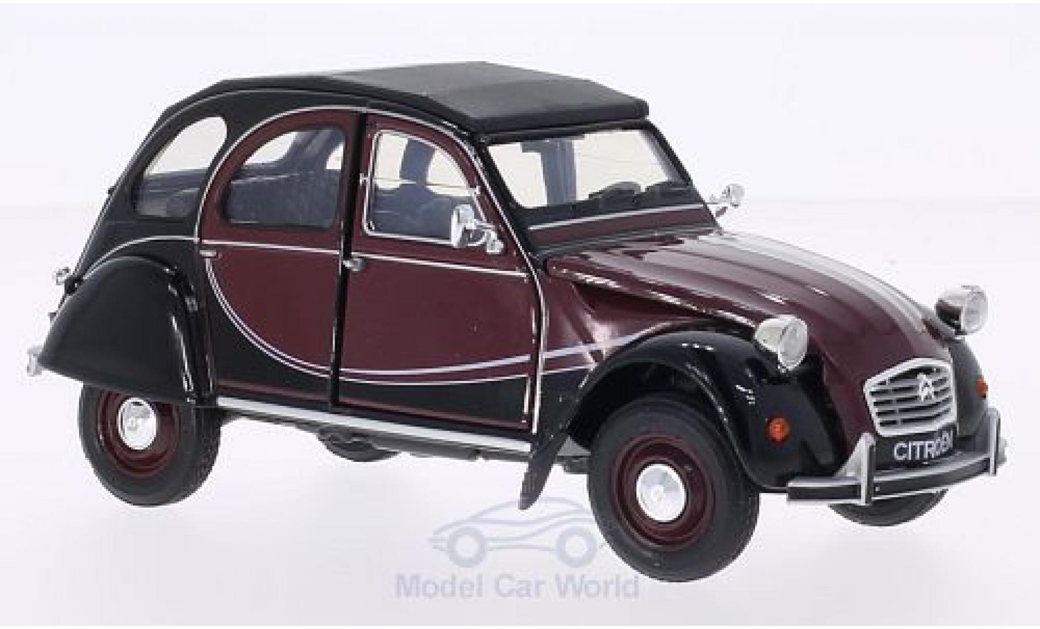 Citroen 2CV 1/24 Welly 6 Charleston rosso/nero modellino in miniatura