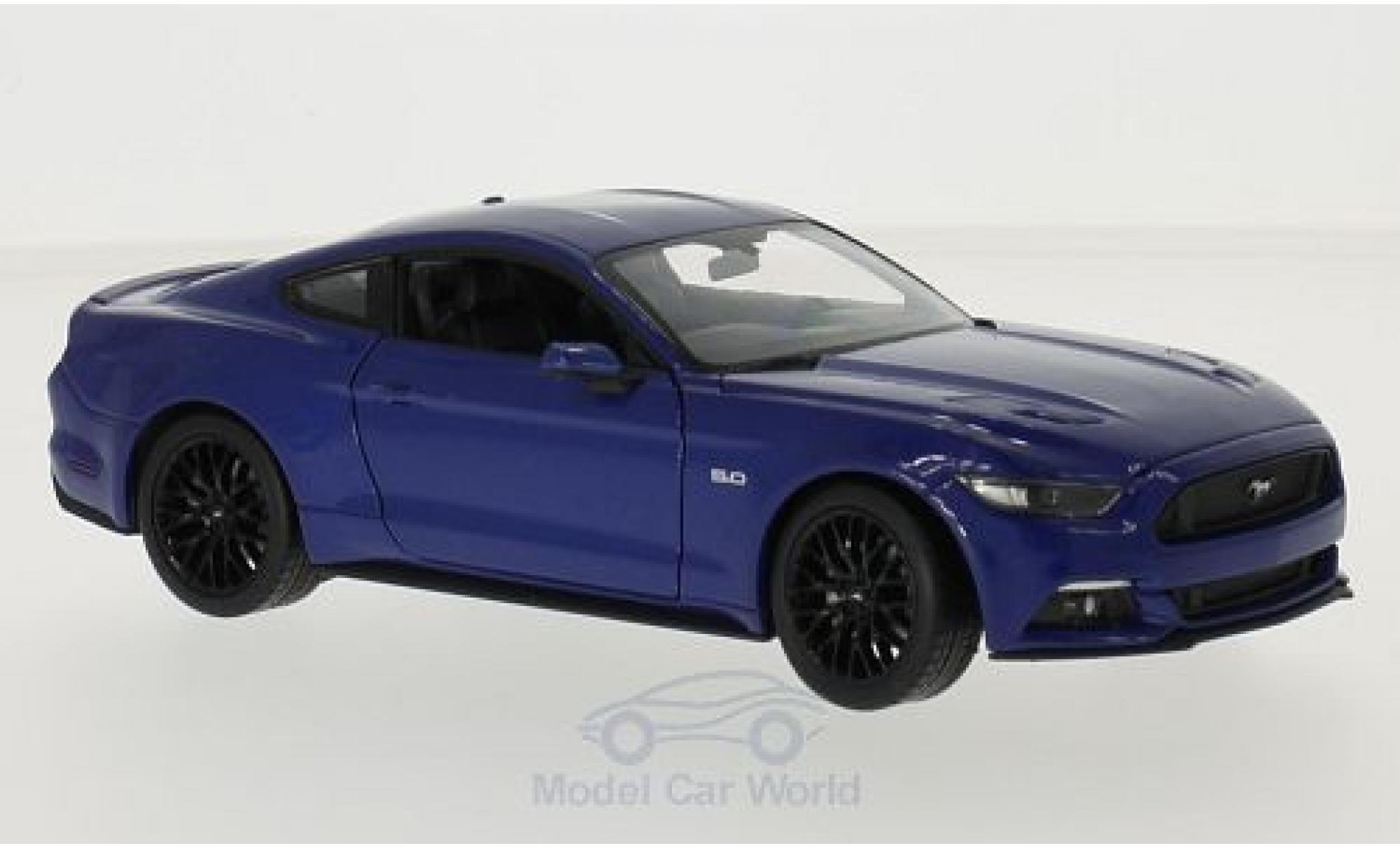 Ford Mustang 1/24 Welly GT metallico blu 2015 modellino in miniatura