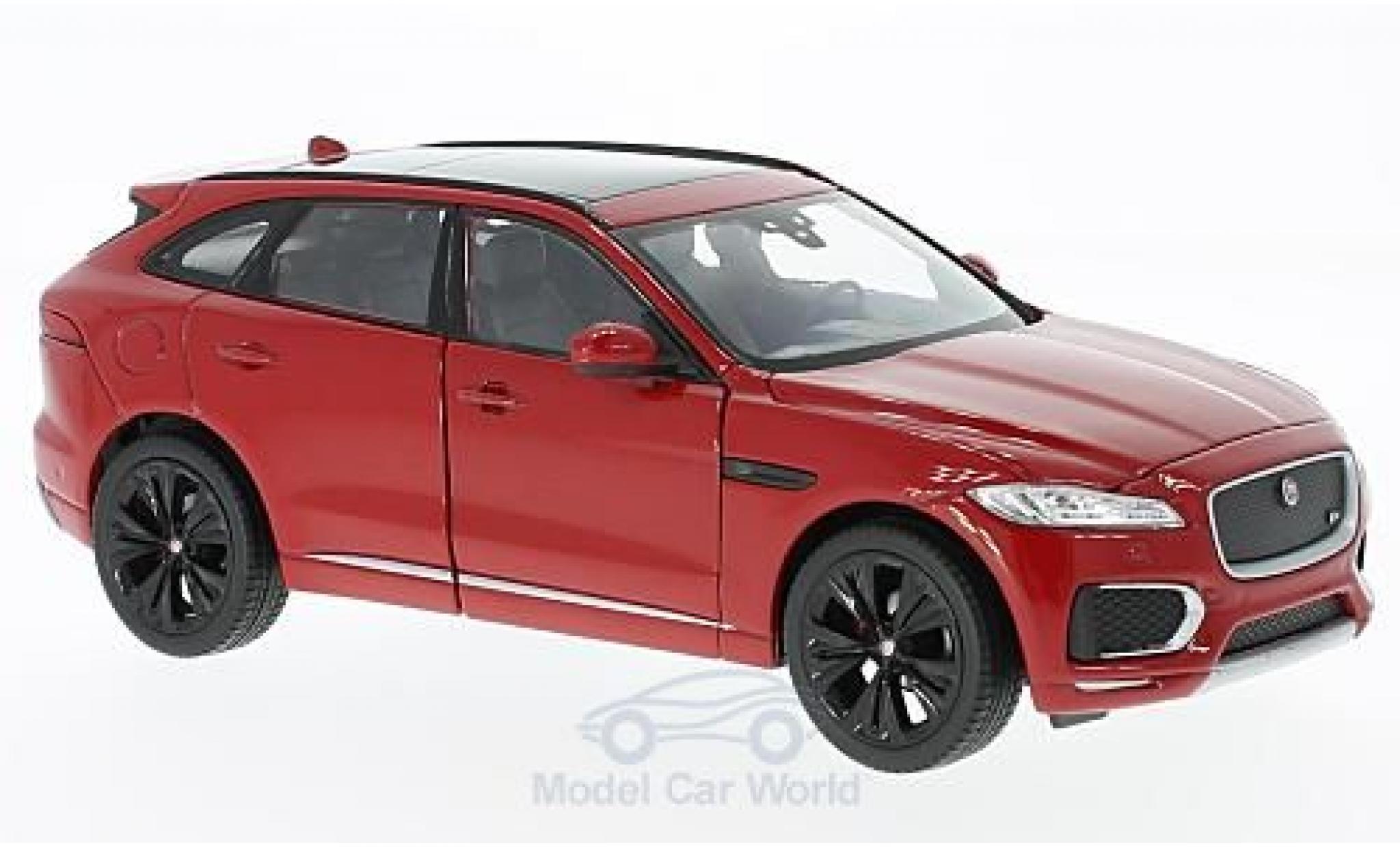 Jaguar F-Pace 1/24 Welly metallico rosso 2016 ohne Vitrine modellino in miniatura