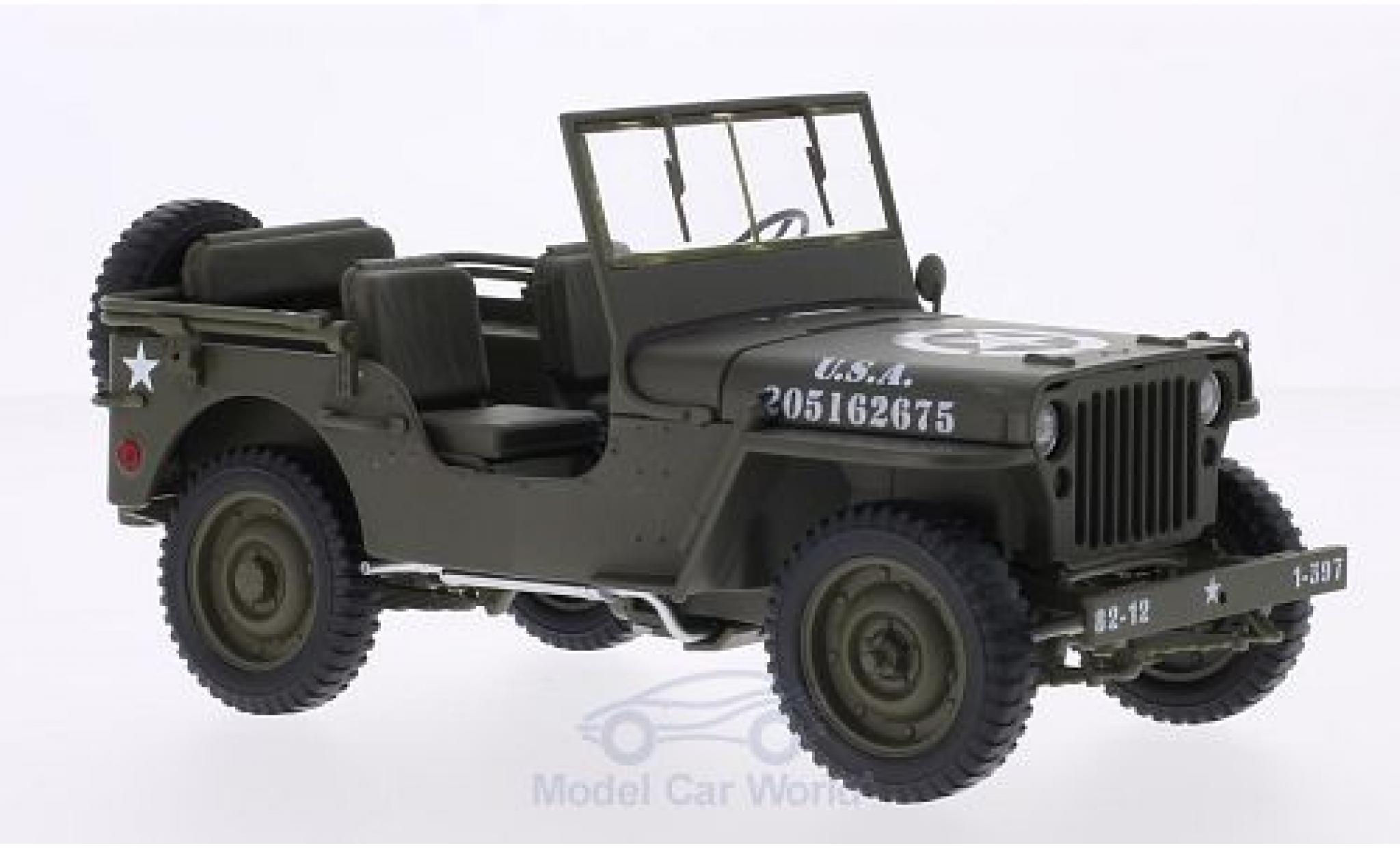 Jeep Willys 1/18 Welly matt-oliv U.S. Army offen modellino in miniatura