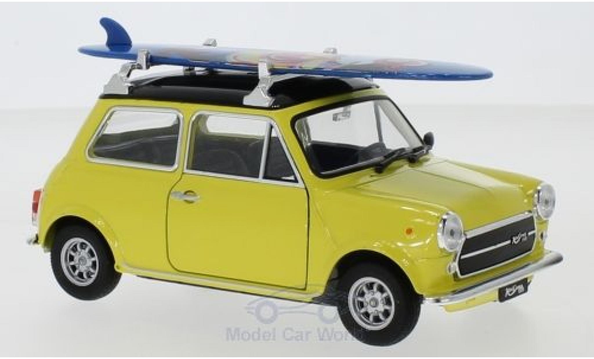 Mini Cooper 1/24 Welly 1300 giallo/nero 1974 Surfboard modellino in miniatura