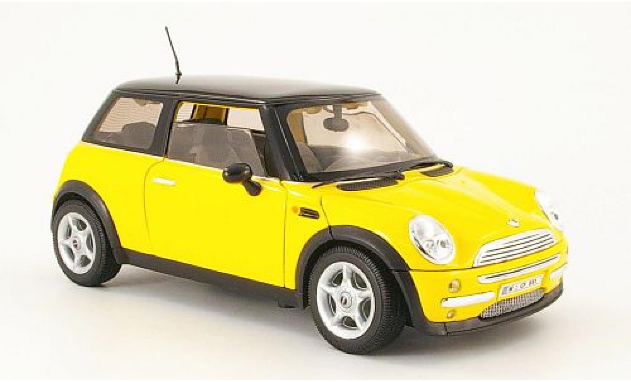 Mini Cooper 1/18 Welly gelb schwarzes Dach 1:18 modellino in miniatura