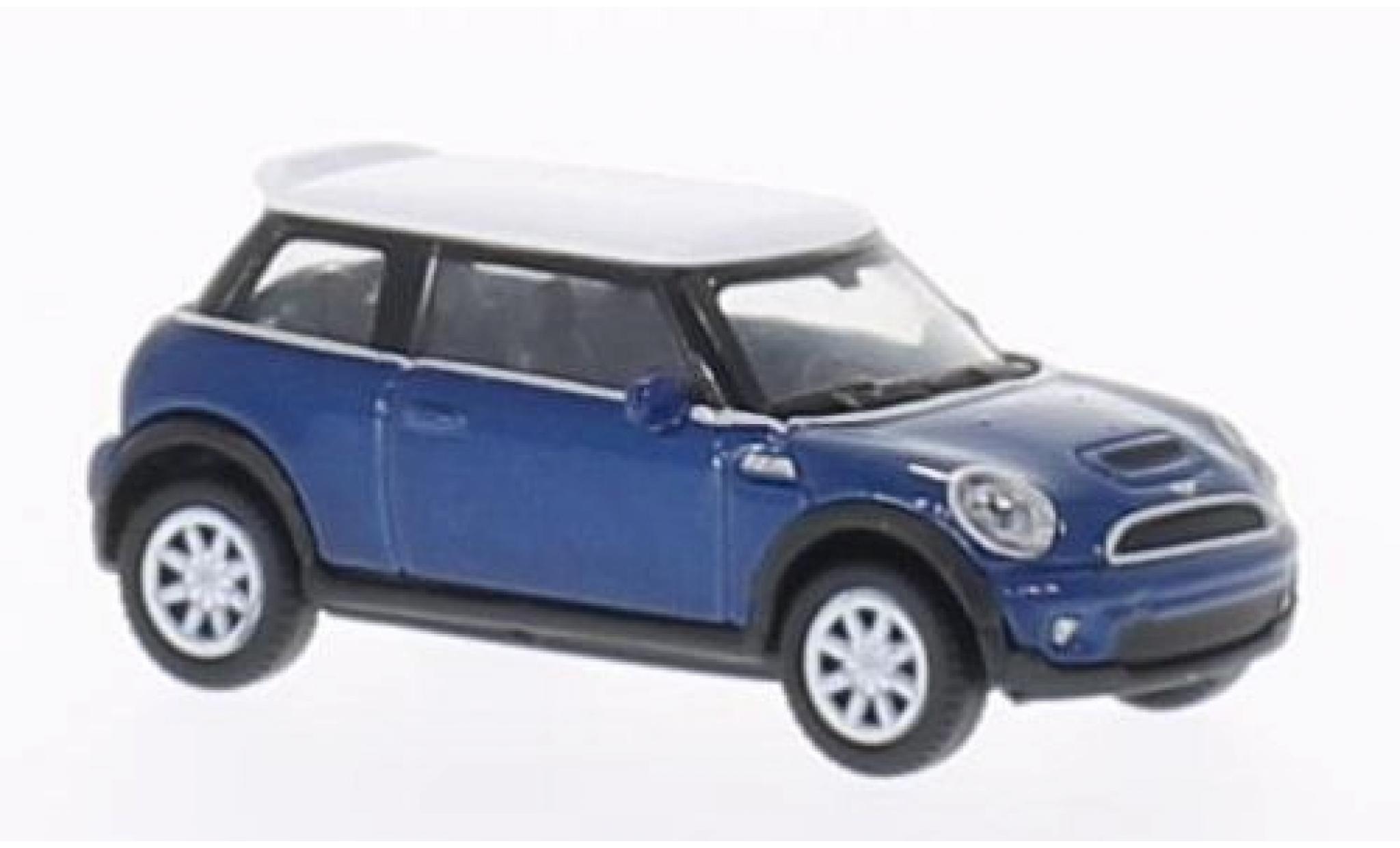 Mini Cooper 1/87 Welly S blu/bianco modellino in miniatura
