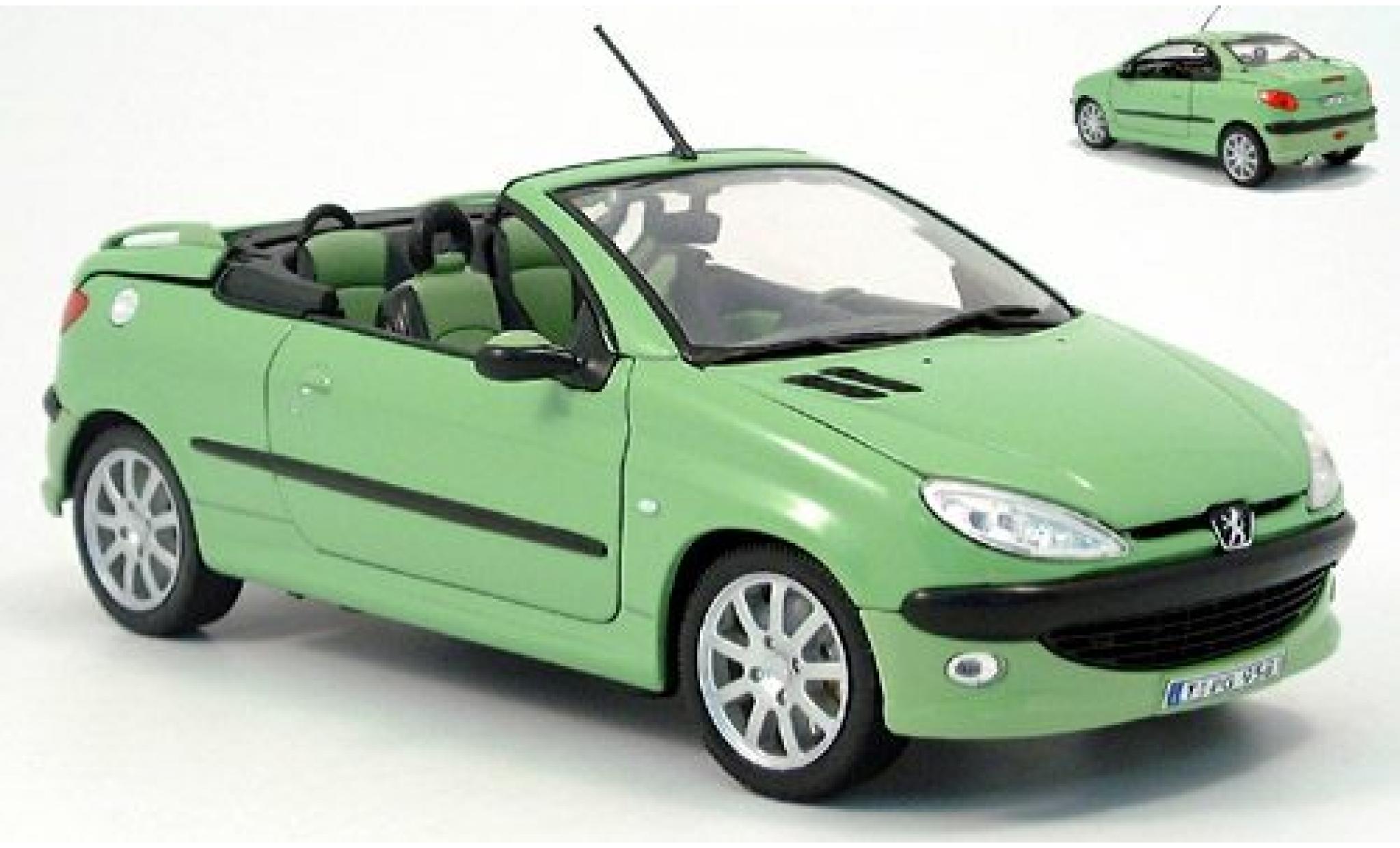 Peugeot 206 1/18 Welly CC Cabriolet met. grün funktionsfähiges Ver 1:18 modellino in miniatura